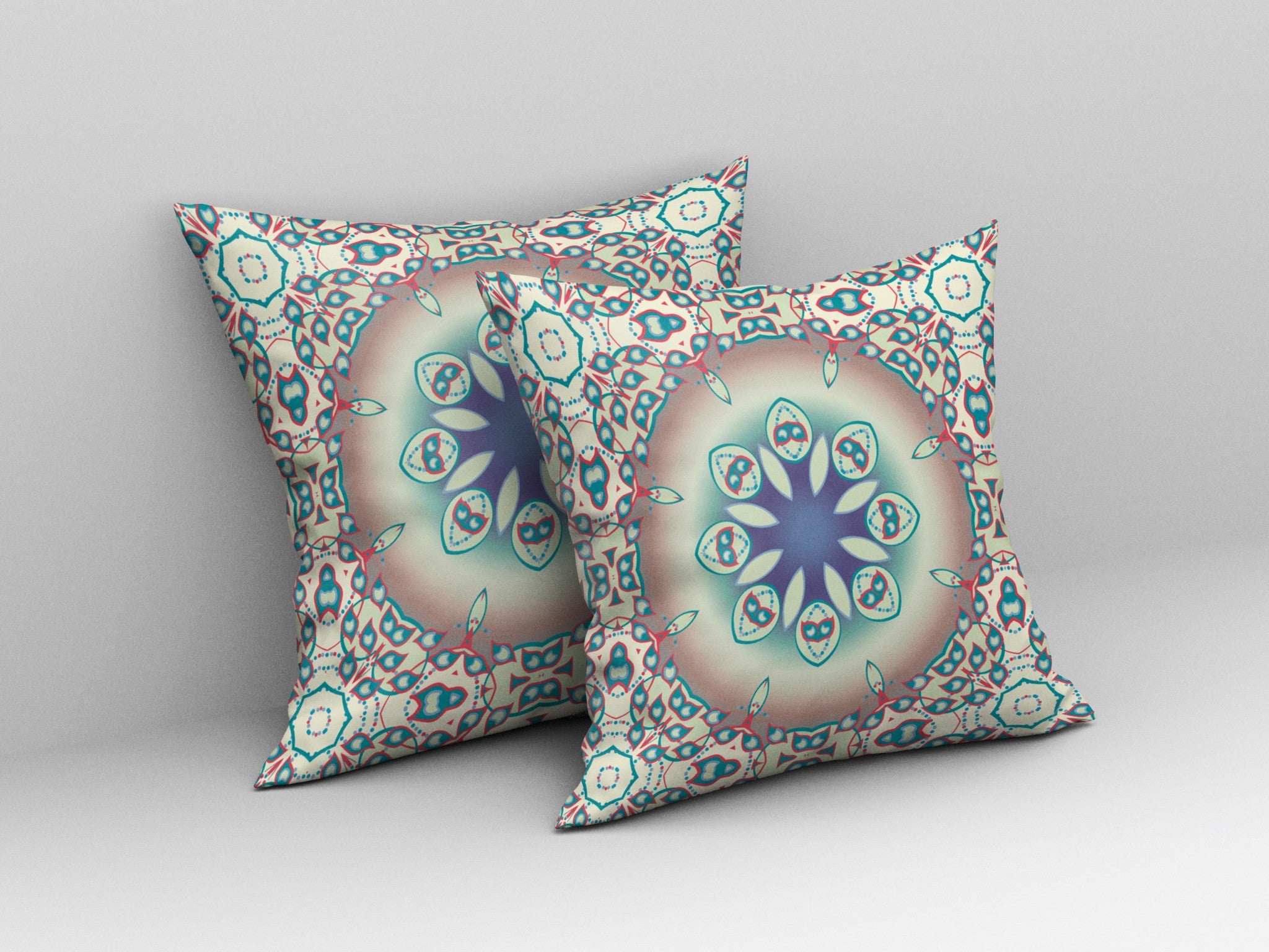 16” Mauve Blue Jewel Indoor Outdoor Zippered Throw Pillow