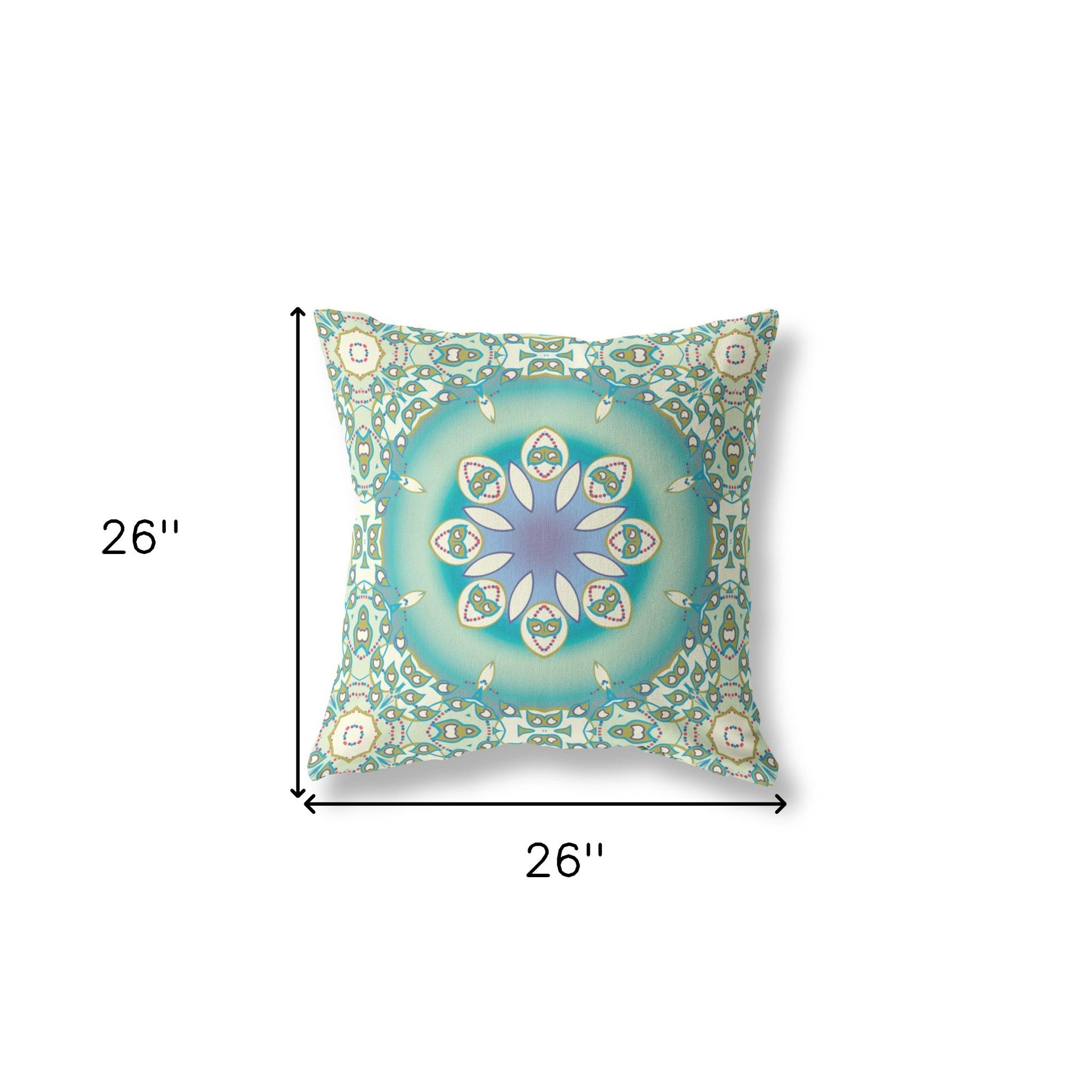 18” Turquoise Olive Jewel Indoor Outdoor Zippered Throw Pillow