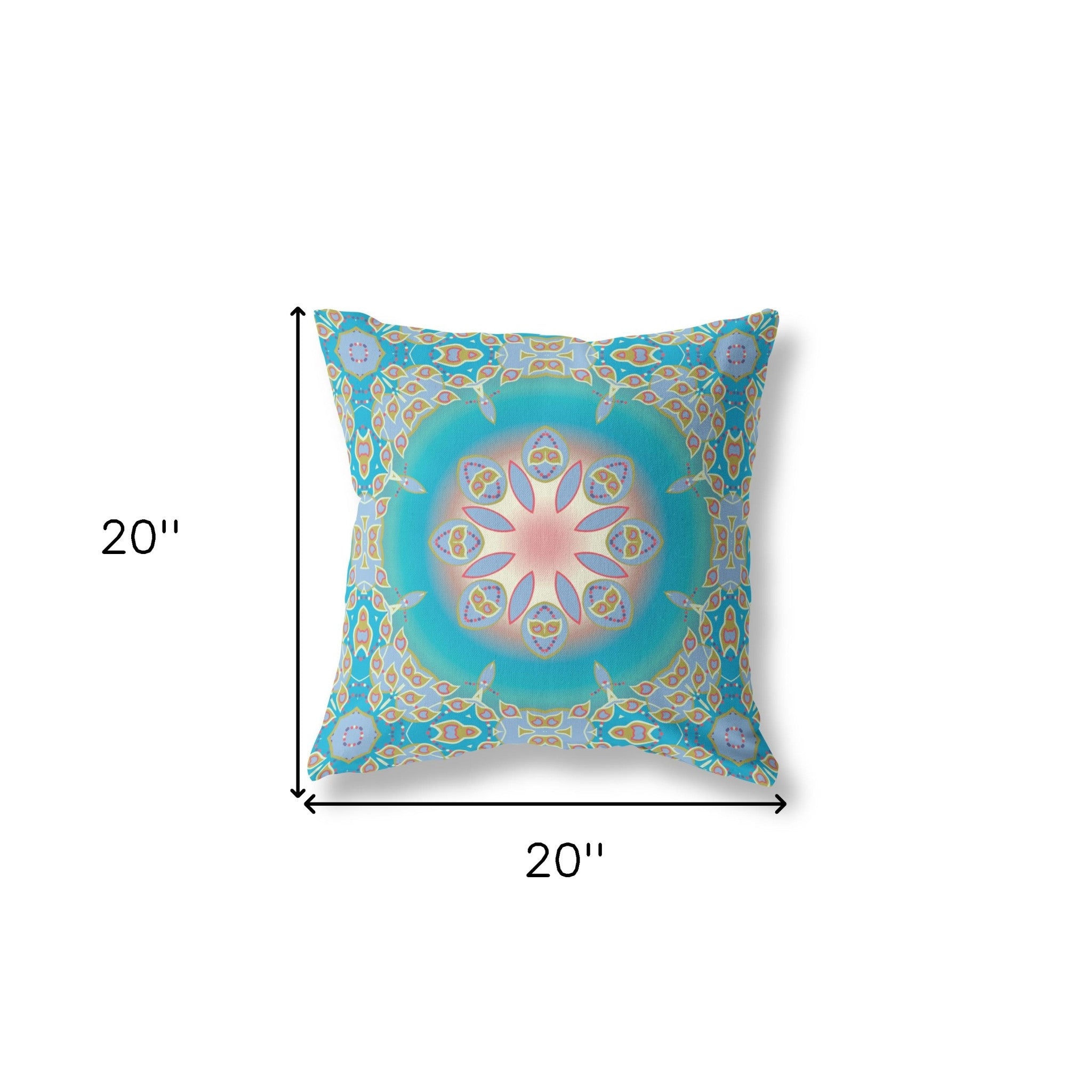 18” Blue Gold Jewel Indoor Outdoor Zippered Throw Pillow