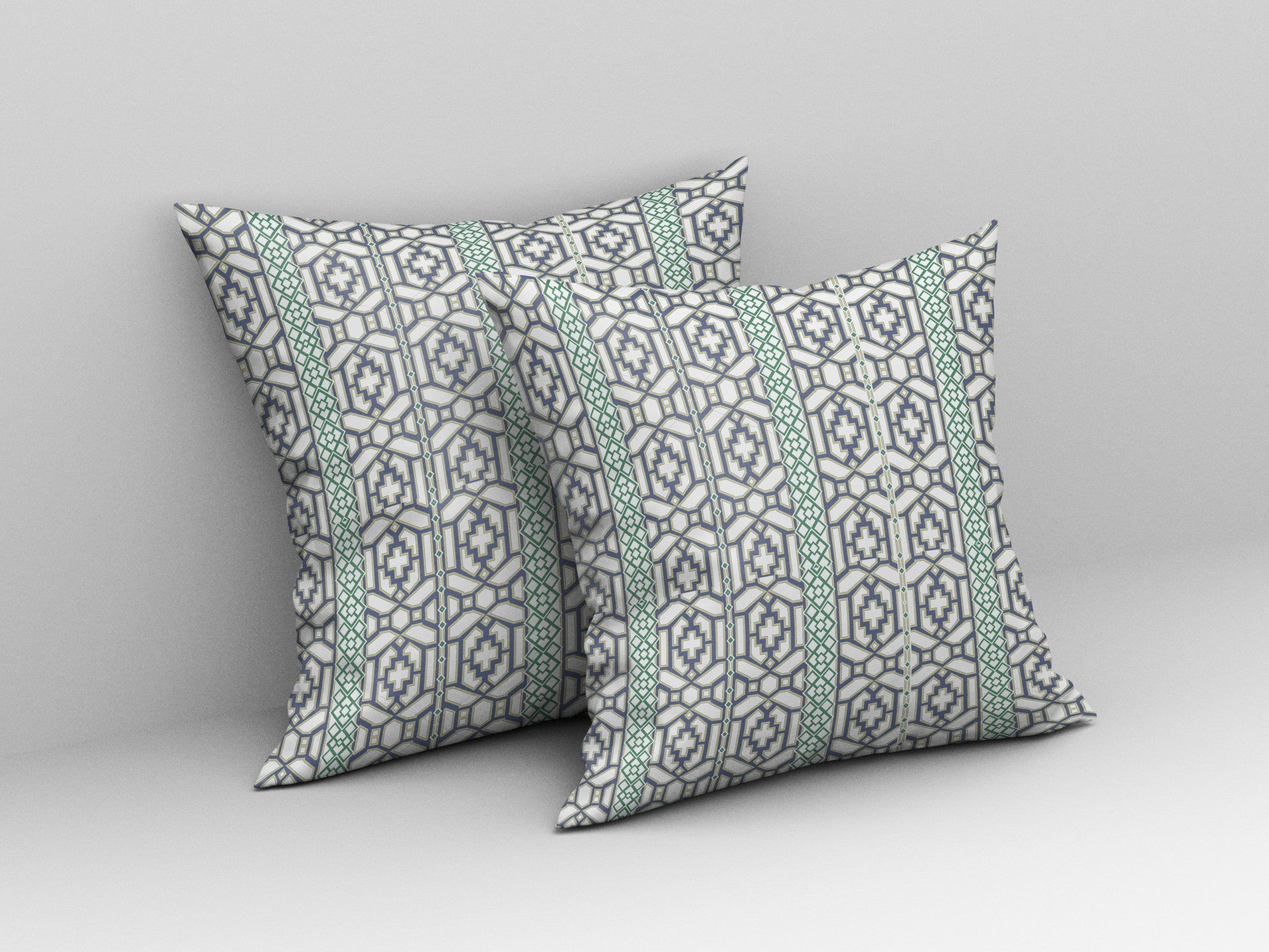 16” White Gray Linework Indoor Outdoor Zippered Throw Pillow