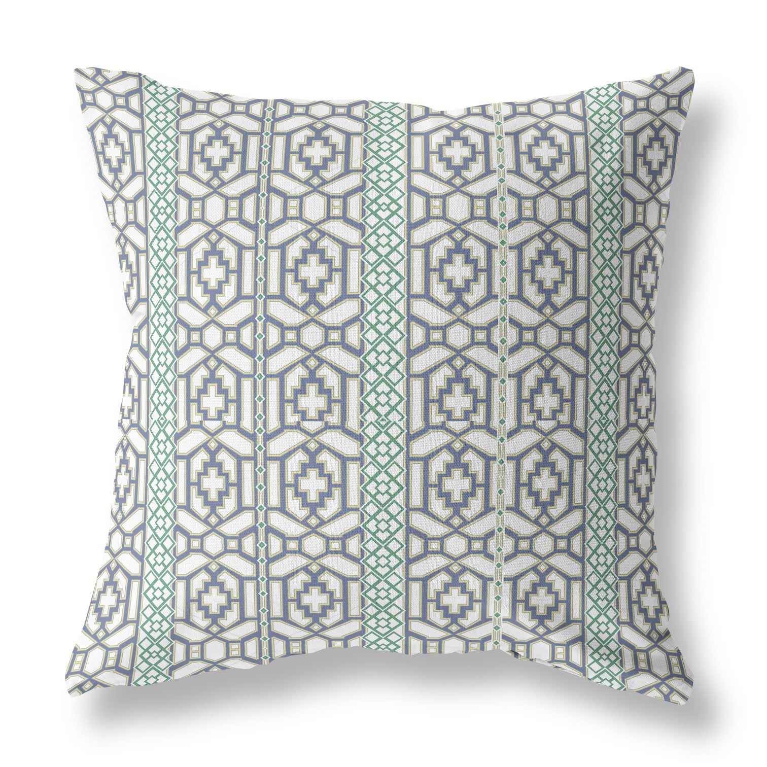 18” White Gray Linework Indoor Outdoor Zippered Throw Pillow