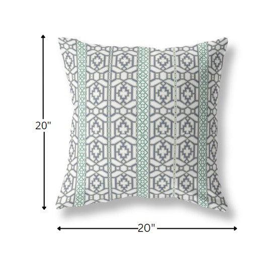 18” White Gray Linework Indoor Outdoor Zippered Throw Pillow