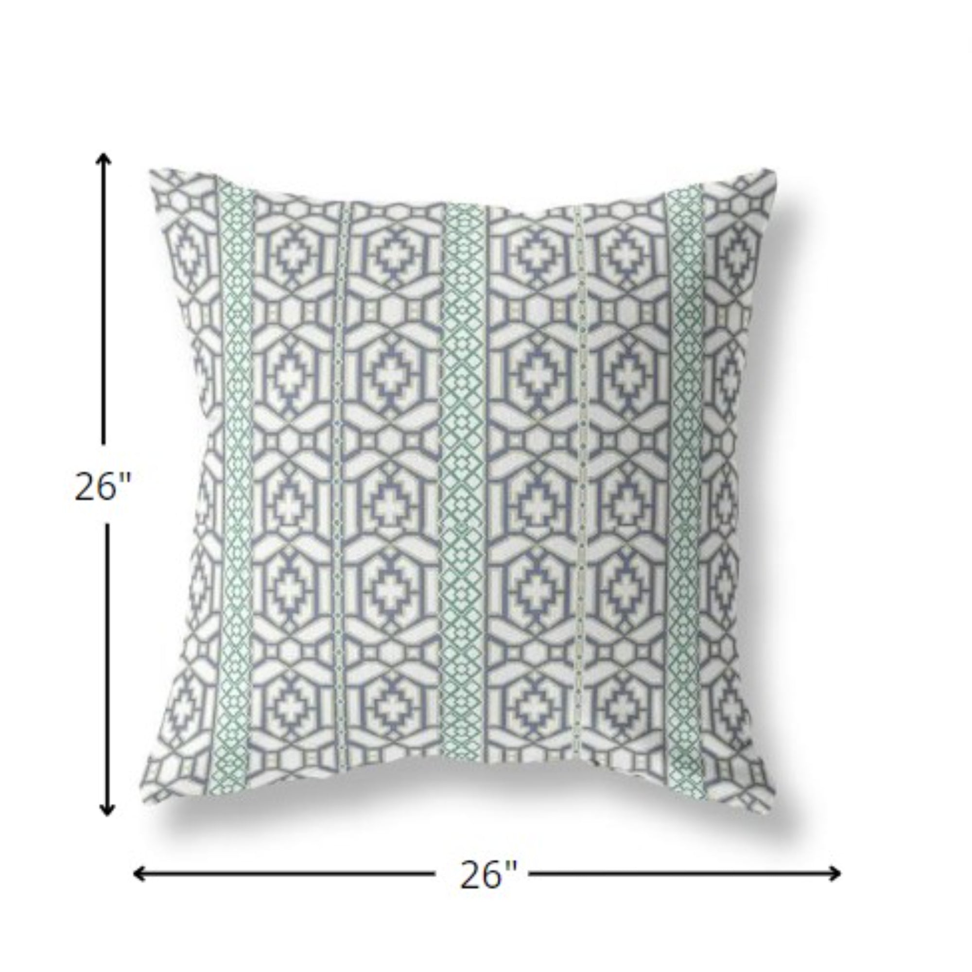 18” White Gray Linework Indoor Outdoor Zippered Throw Pillow