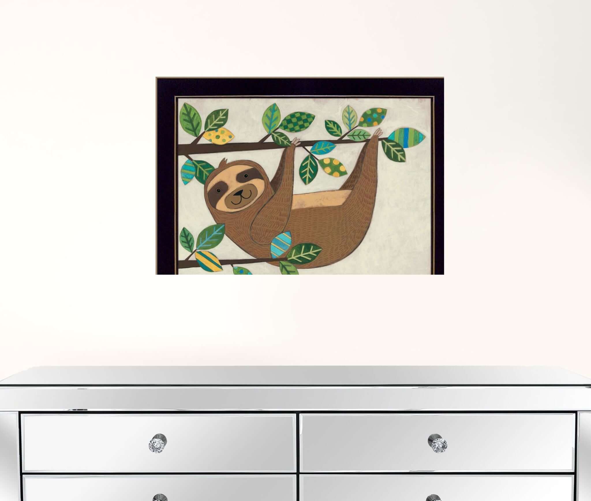 Hanging Sloth I 1 Black Framed Print Wall Art