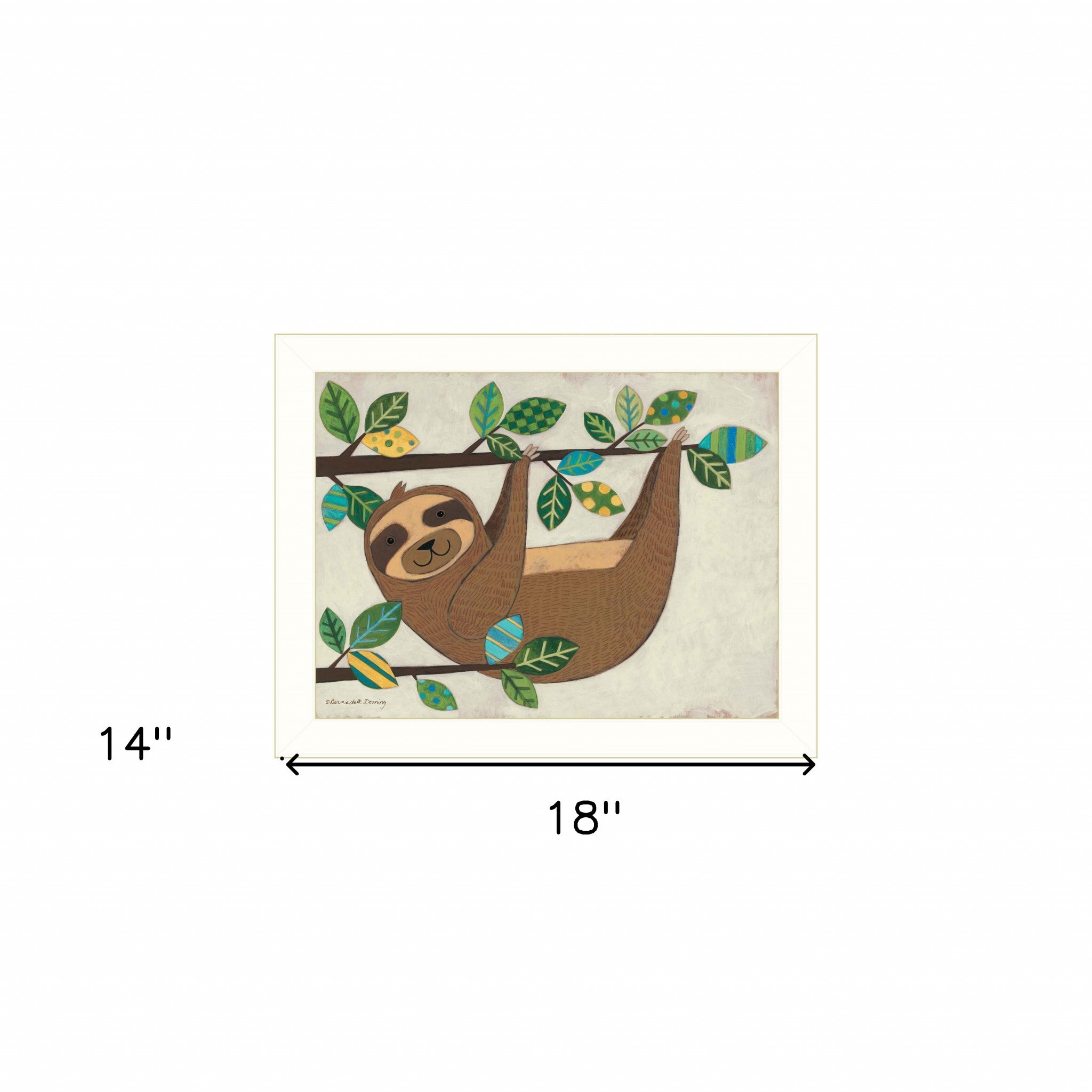 Hanging Sloth I 2 White Framed Print Wall Art