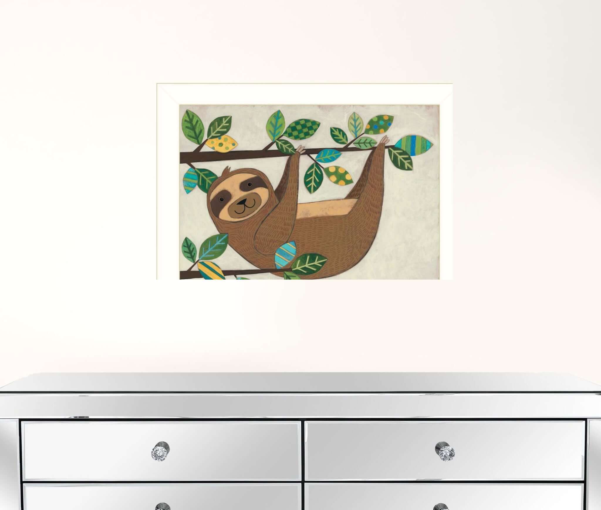 Hanging Sloth I 2 White Framed Print Wall Art