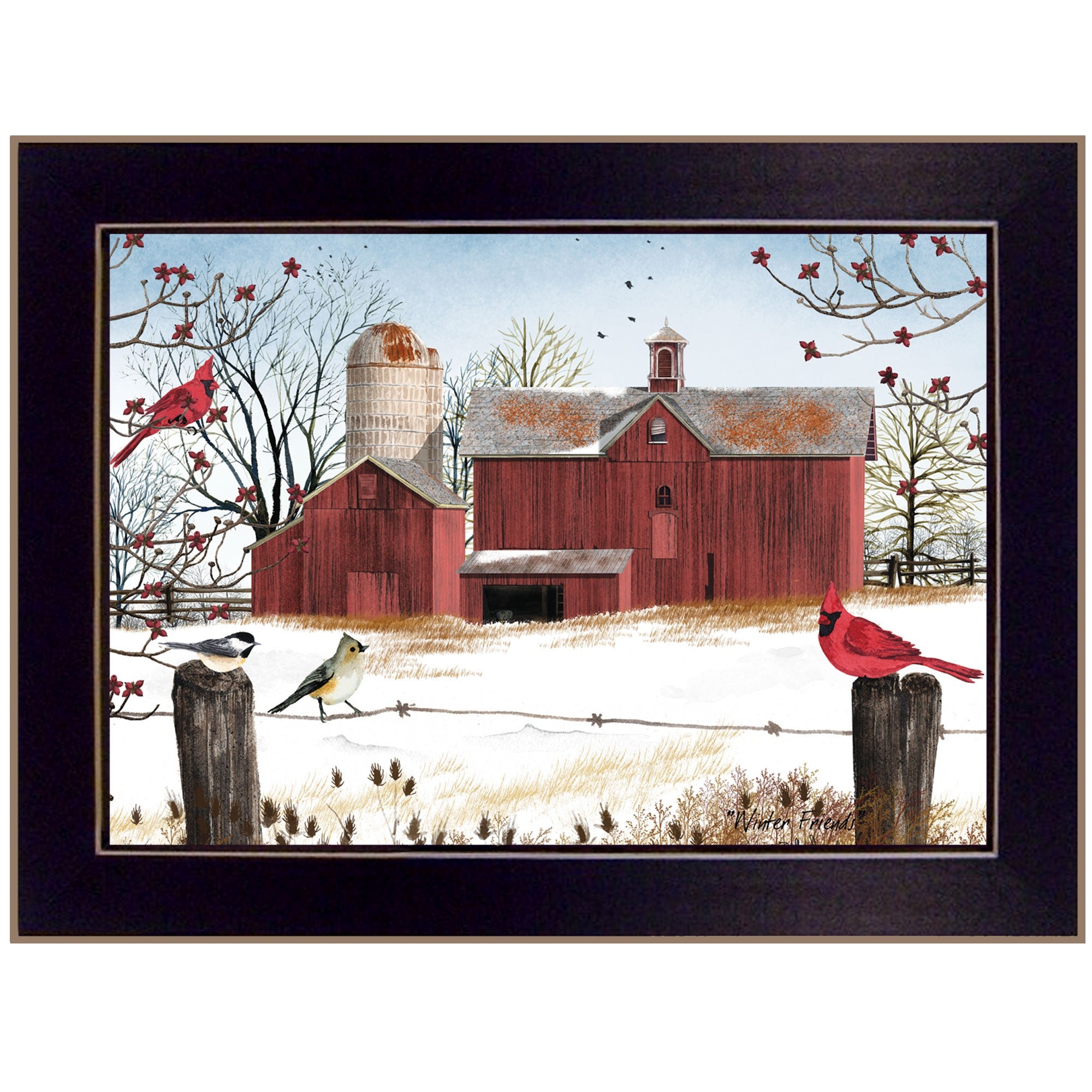 Winter Friends 1 Black Framed Print Wall Art