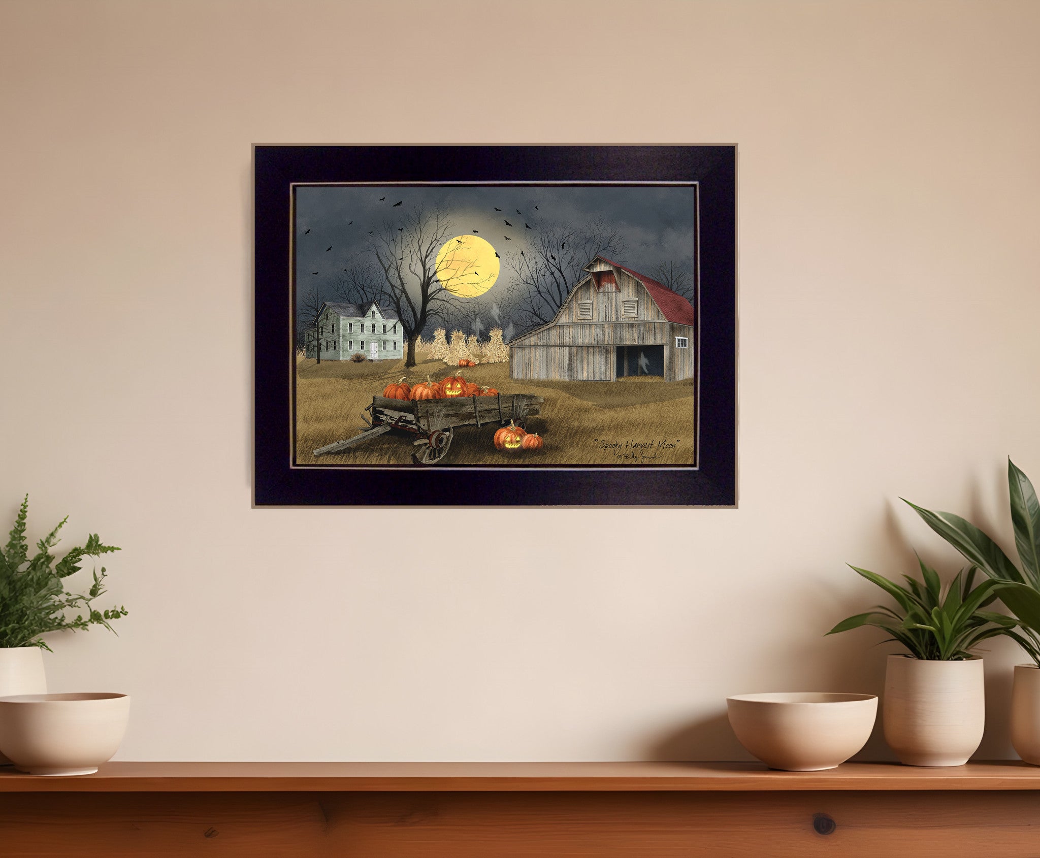 Spooky Harvest Moon 1 Black Framed Print Kitchen Wall Art