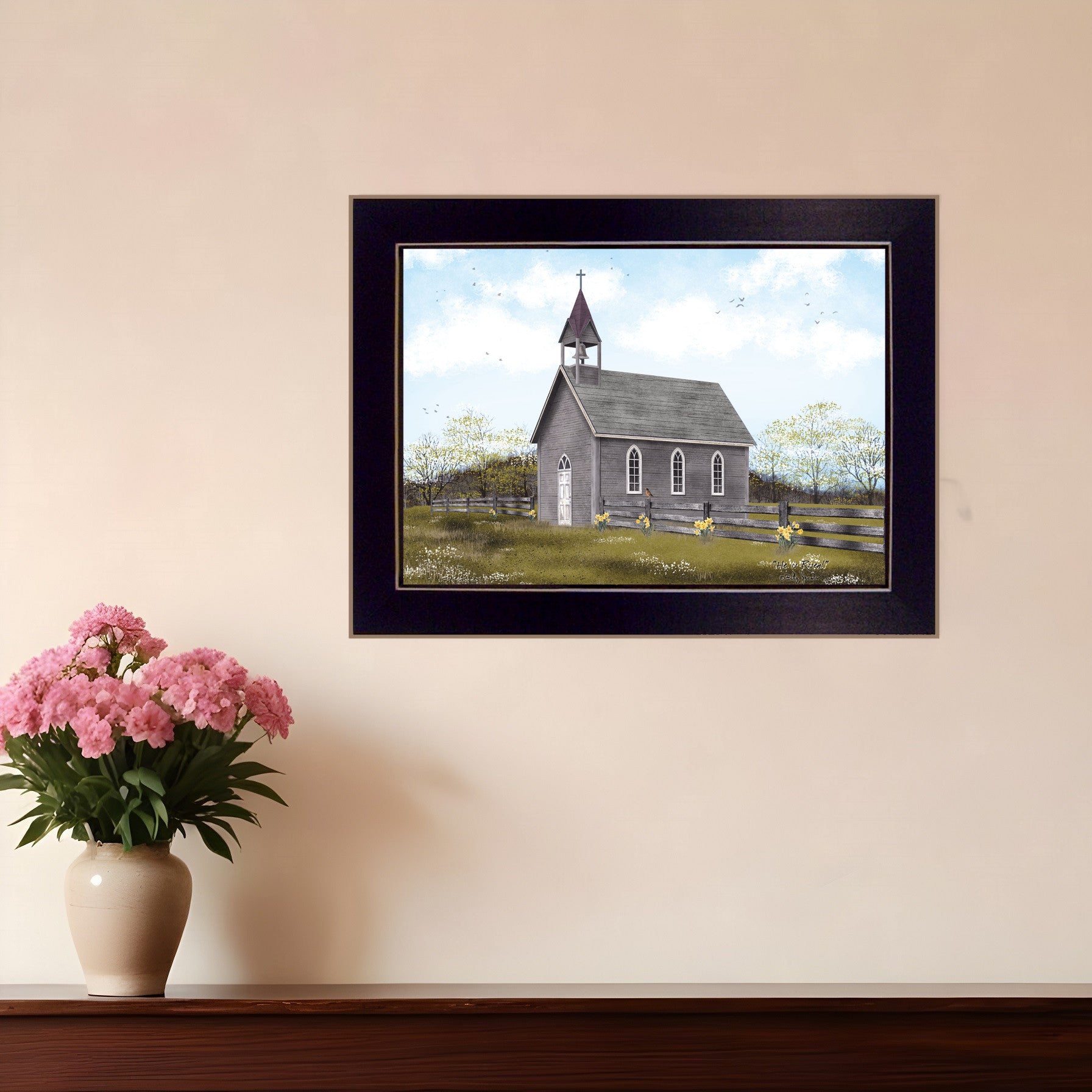 He is Risen Black Framed Print Wall Art