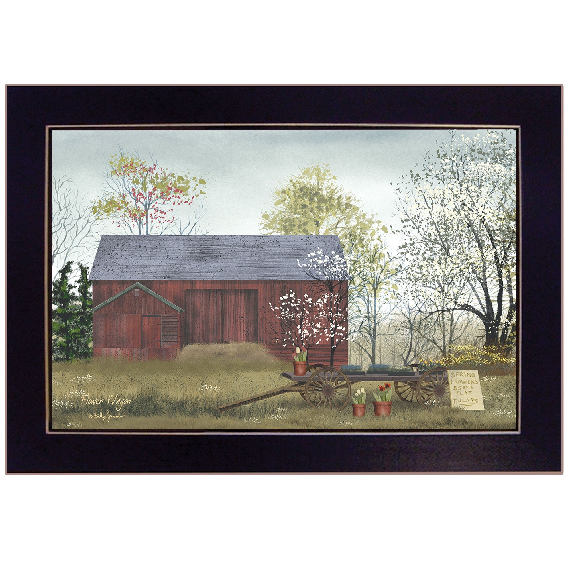 Flower Wagon 1 Black Framed Print Wall Art