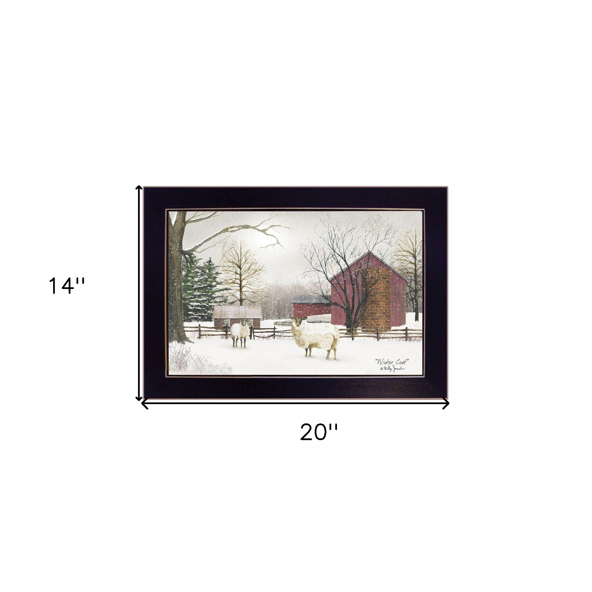 Winter Coat sheep Black Framed Print Wall Art