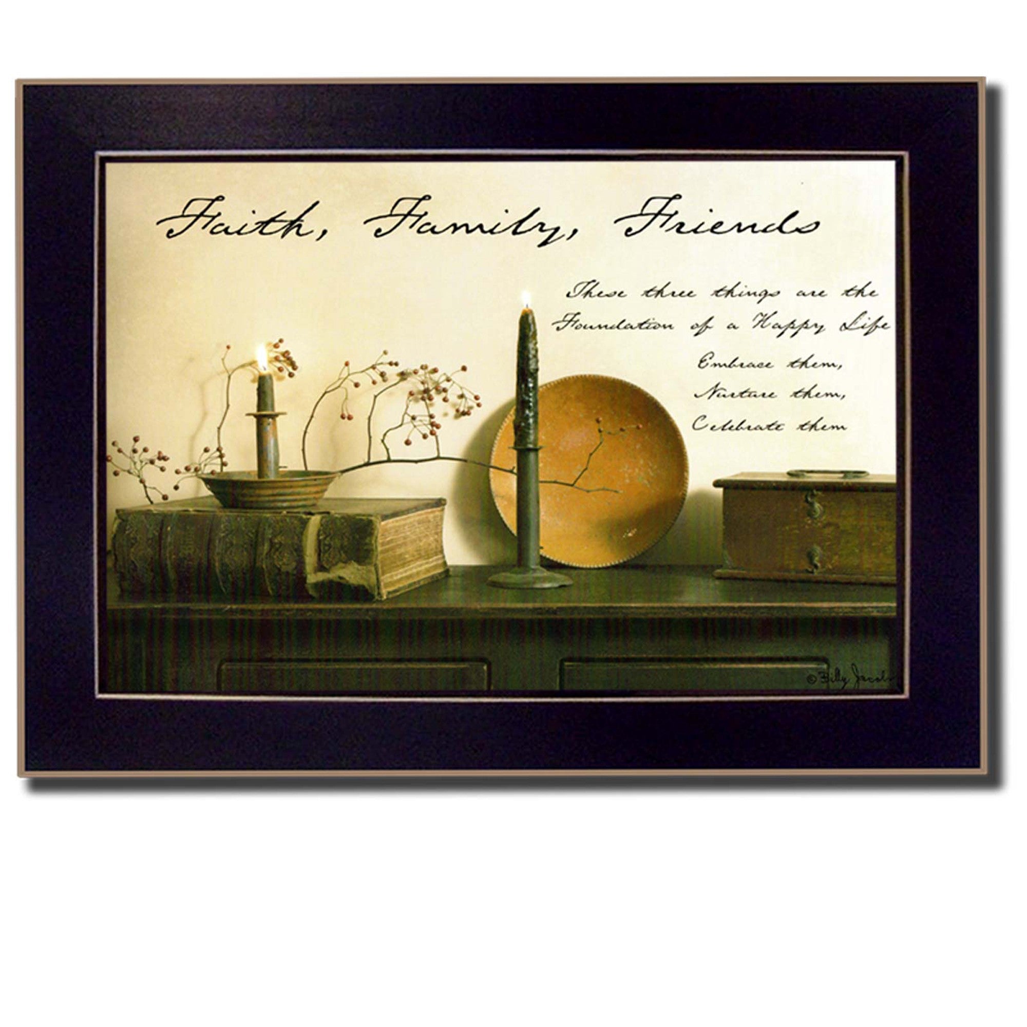 Faith Family and Friends Black Framed Print Wall Art