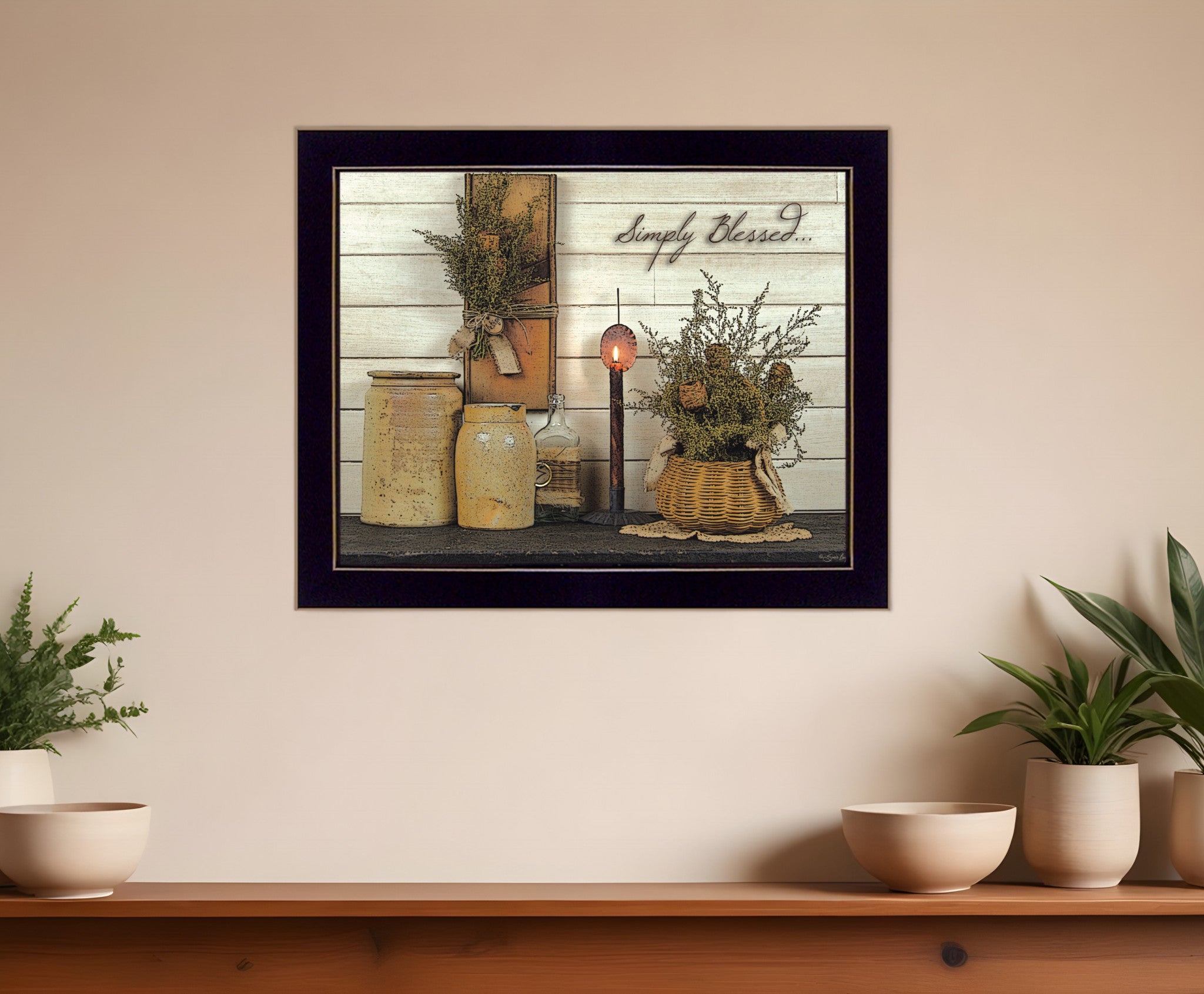 Simply Blessed Black Framed Print Wall Art