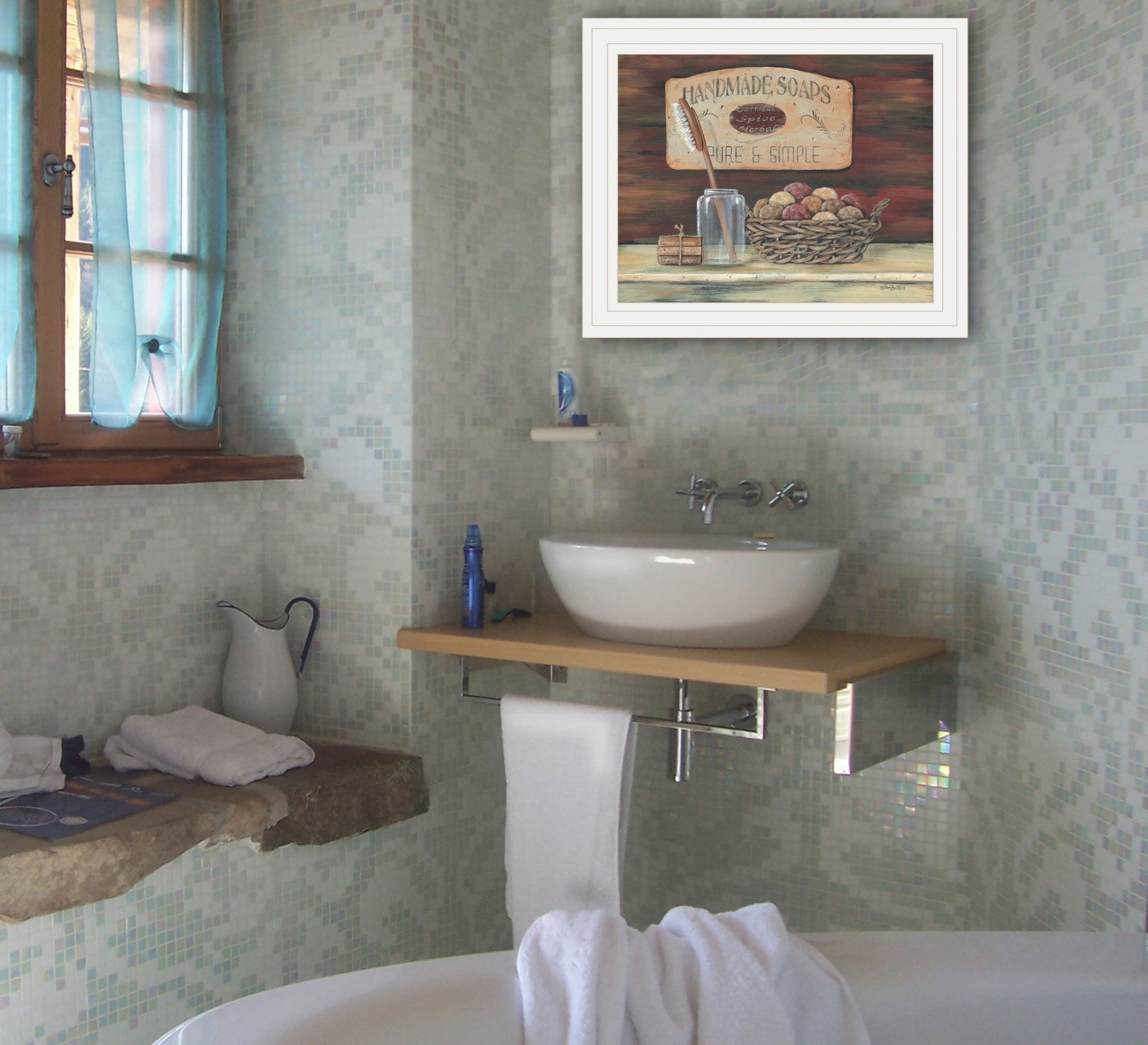 HANDMADE SOAPS 4 White Framed Print Bathroom Wall Art