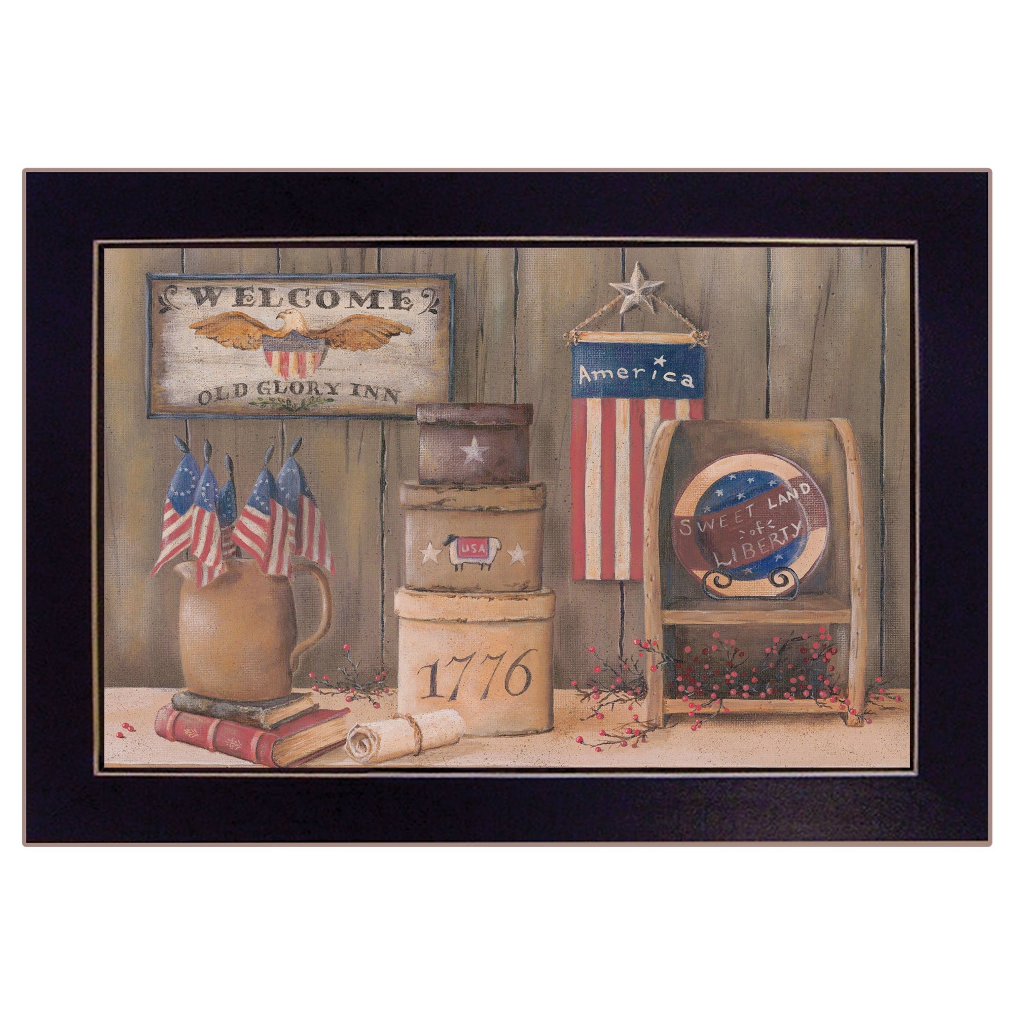 Sweet Land of Liberty 1 Black Framed Print Wall Art