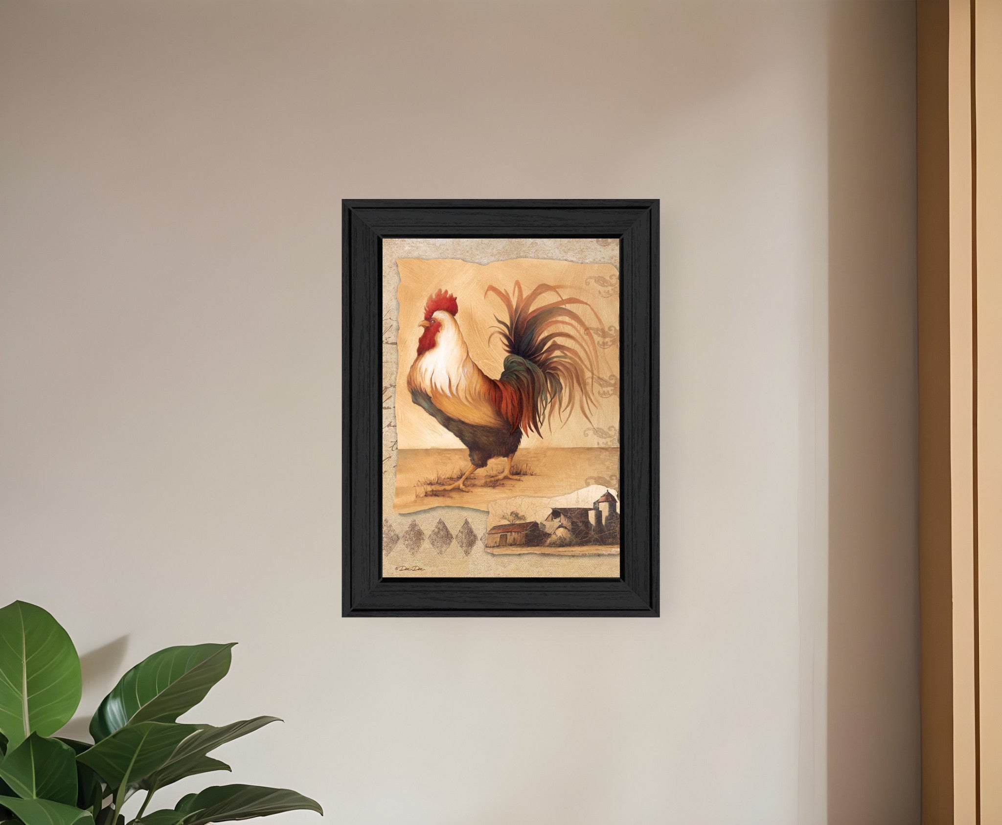 Rooster Montage I Black Framed Print Wall Art