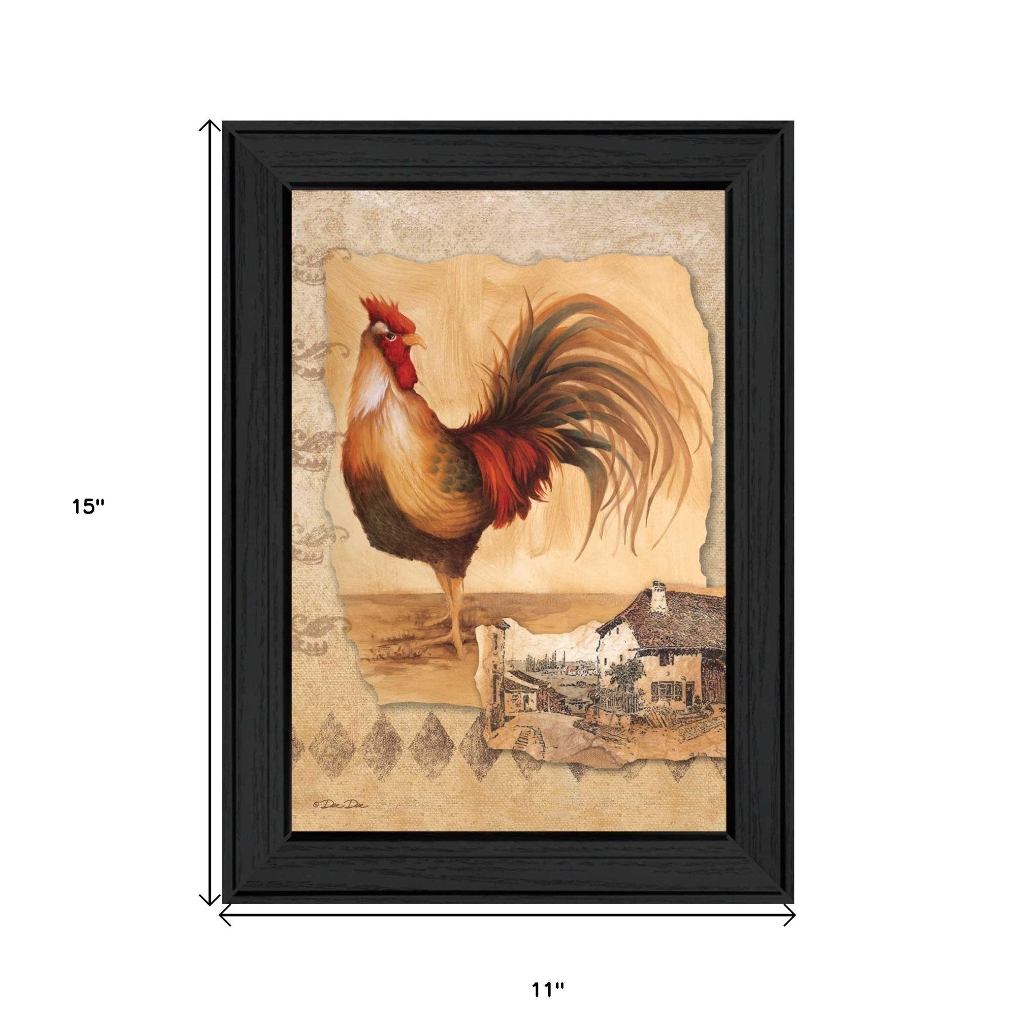 Rooster Montage II Black Framed Print Wall Art