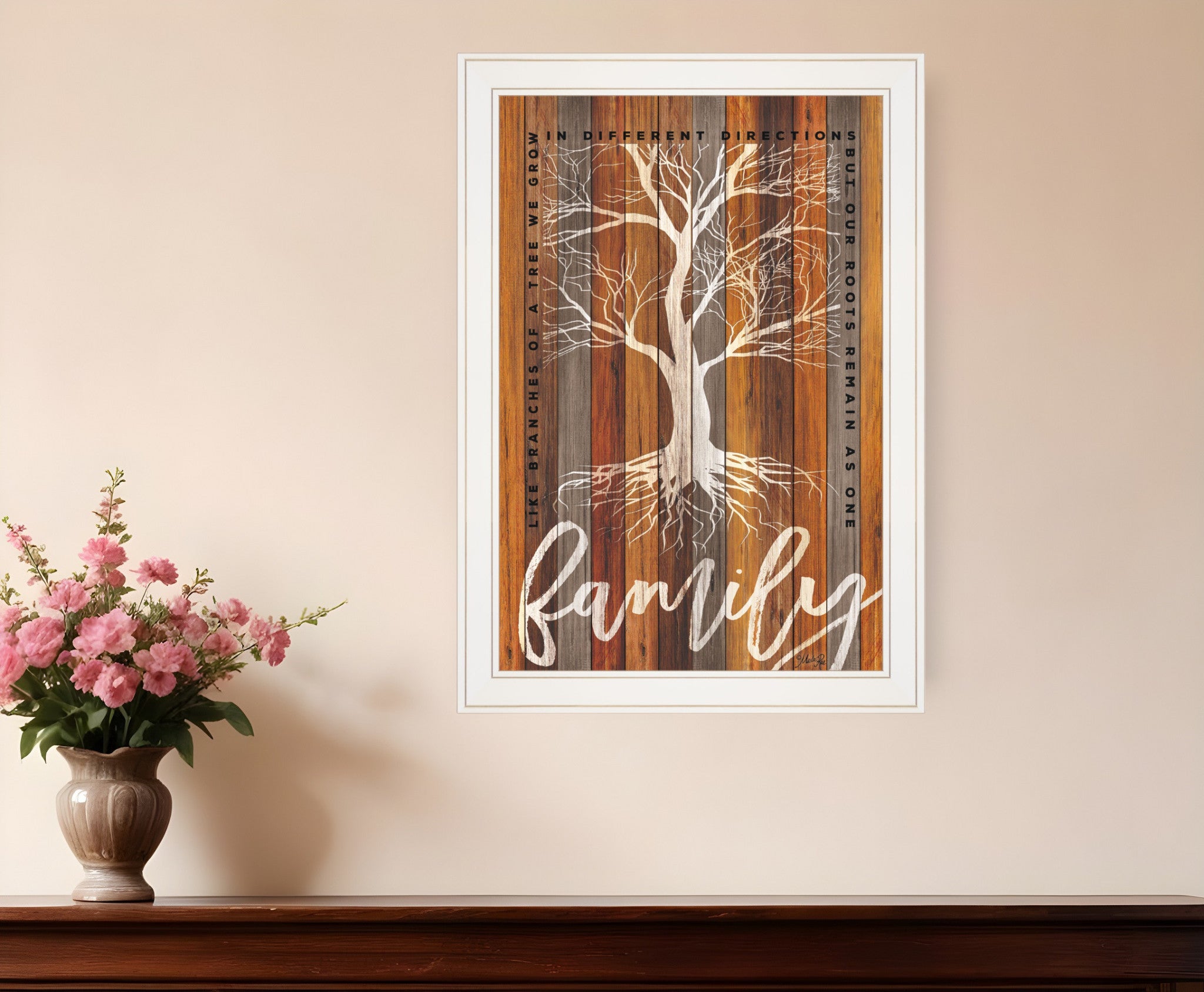 Family Roots 1 White Framed Print Wall Art