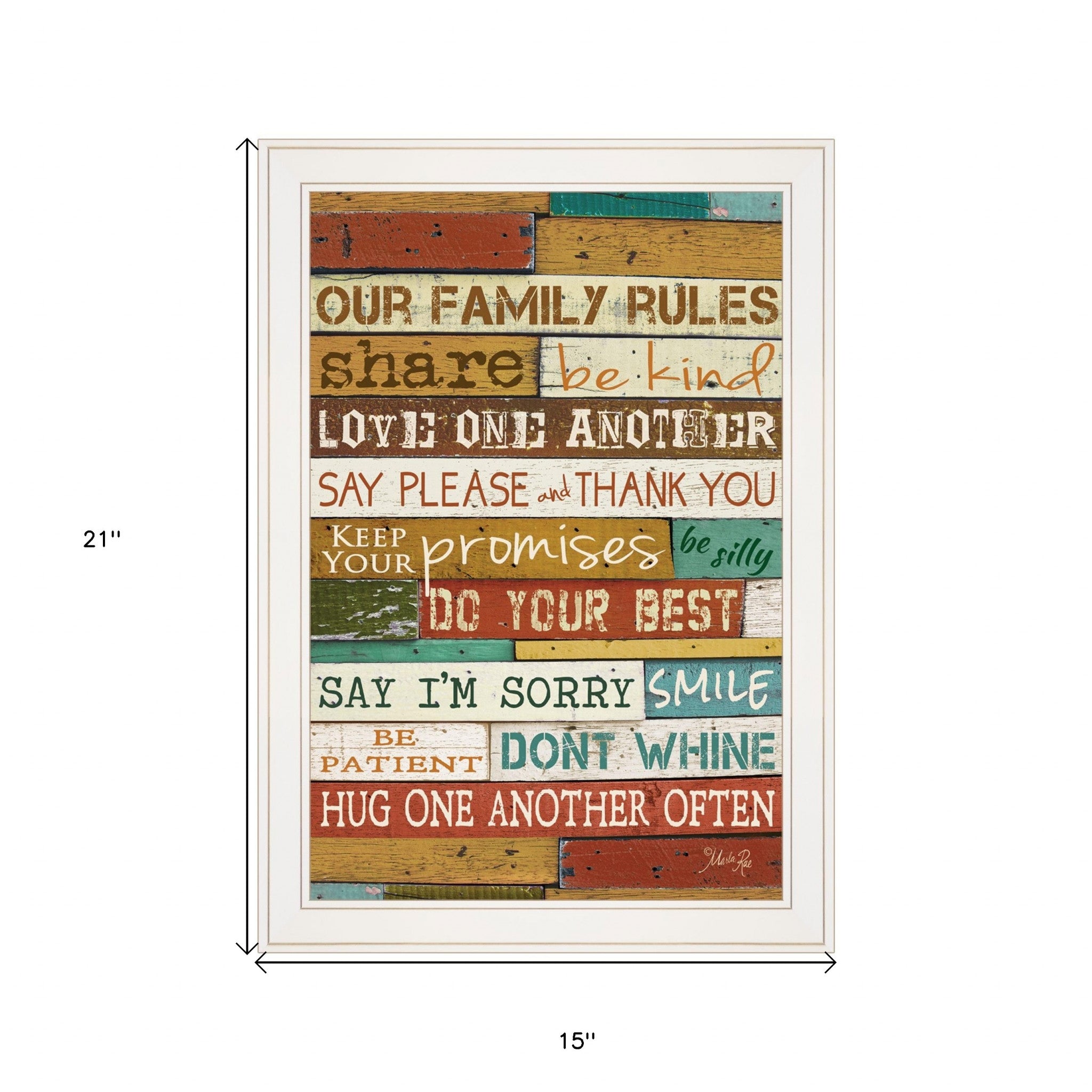 Our Family Rules 6 White Framed Print Wall Art