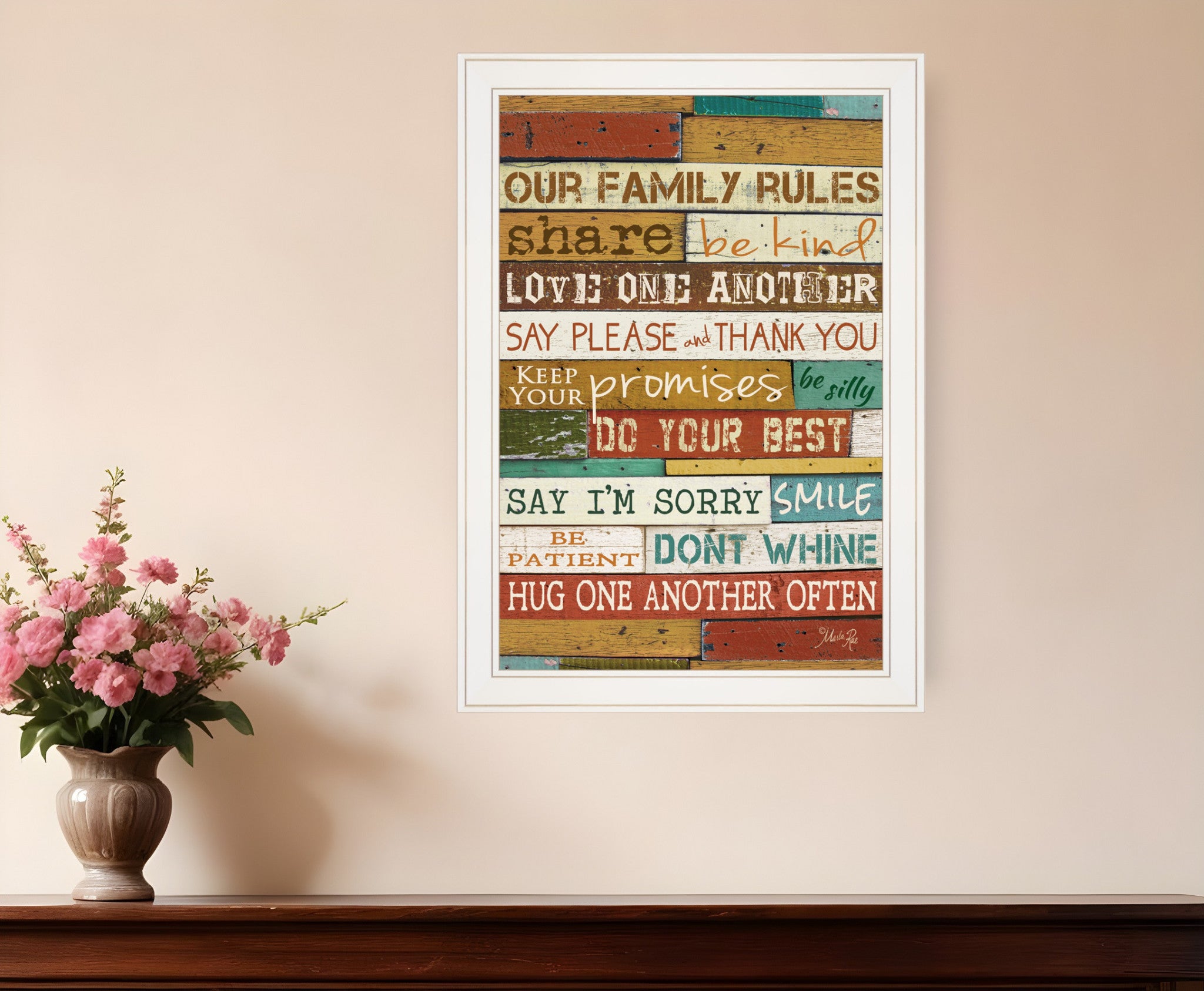 Our Family Rules 6 White Framed Print Wall Art