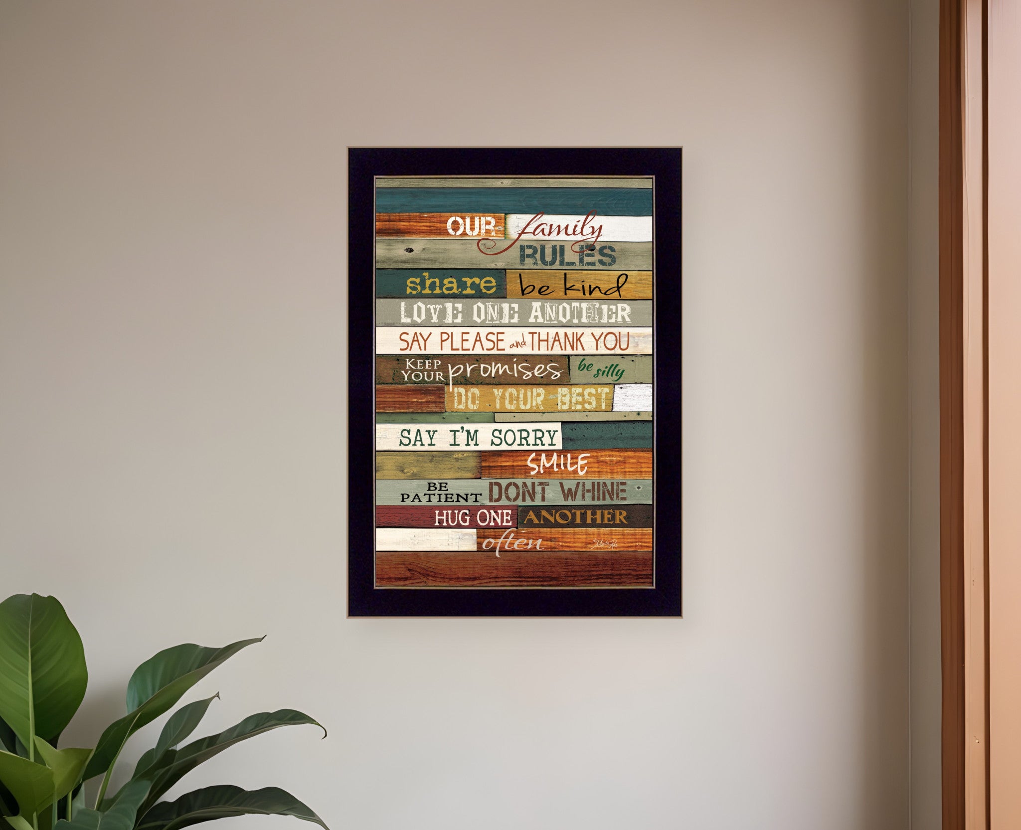 Our Family Rules 1 Black Framed Print Wall Art