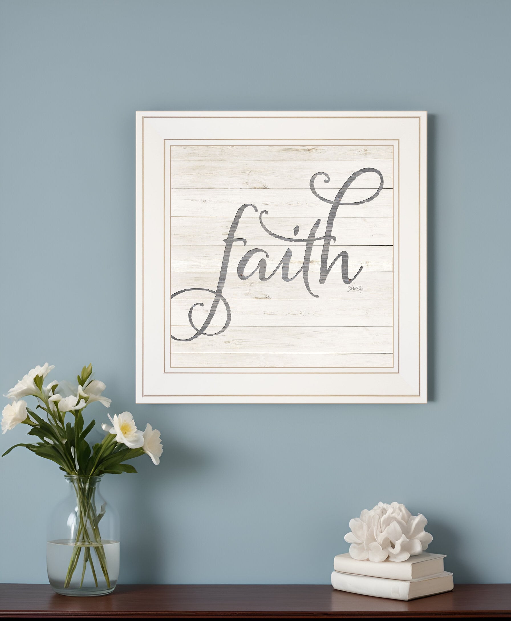 Simple Words Faith 1 White Framed Print Wall Art