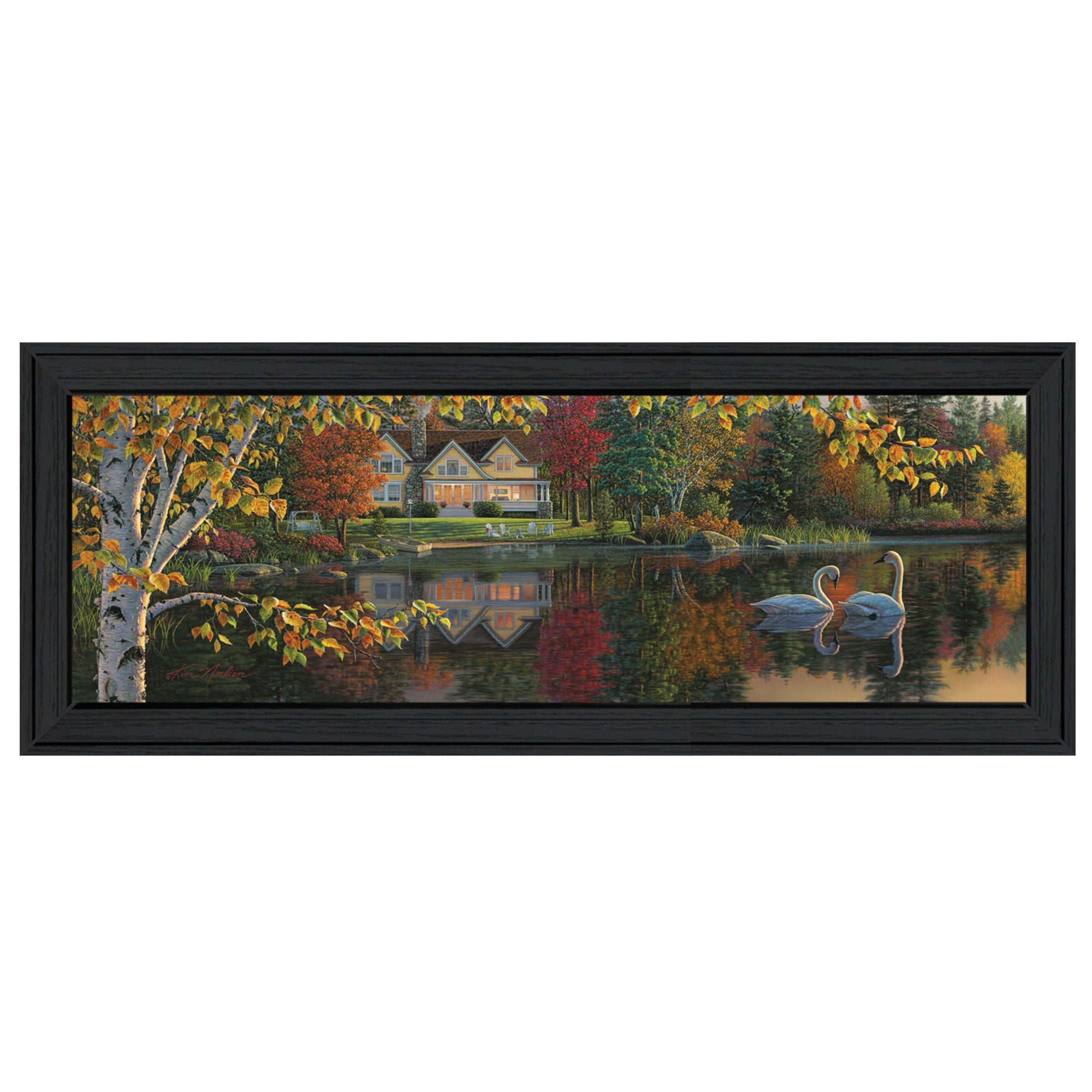 Autumn Grace Panoramic Black Framed Print Wall Art