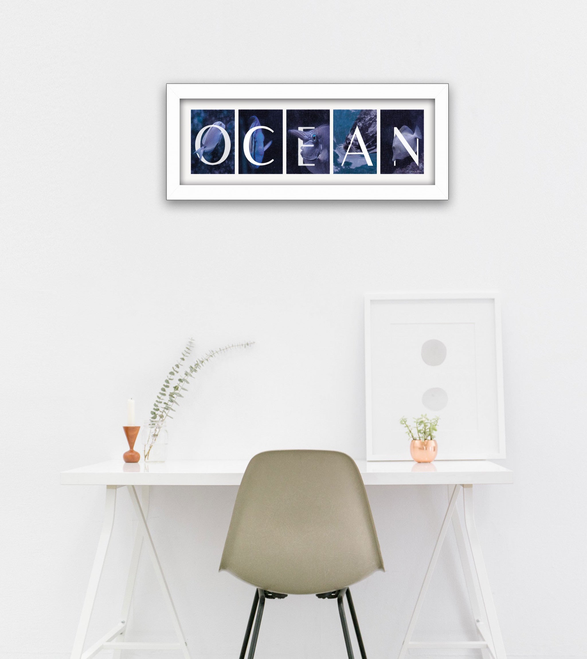 Ocean 1 White Framed Print Wall Art