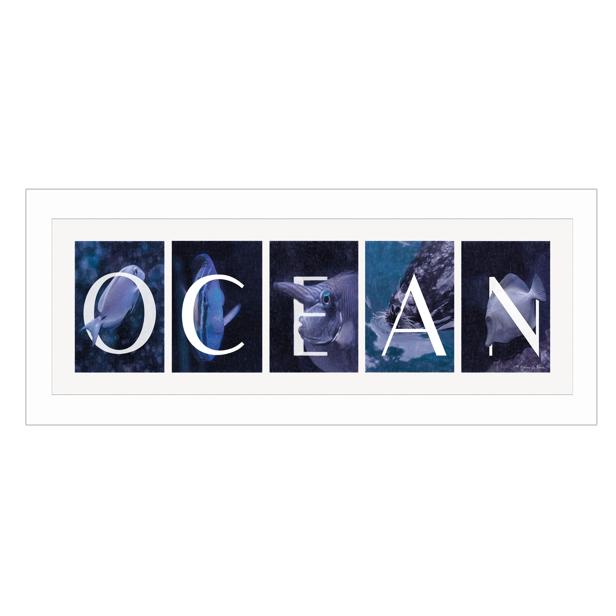 Ocean 2 White Framed Print Wall Art