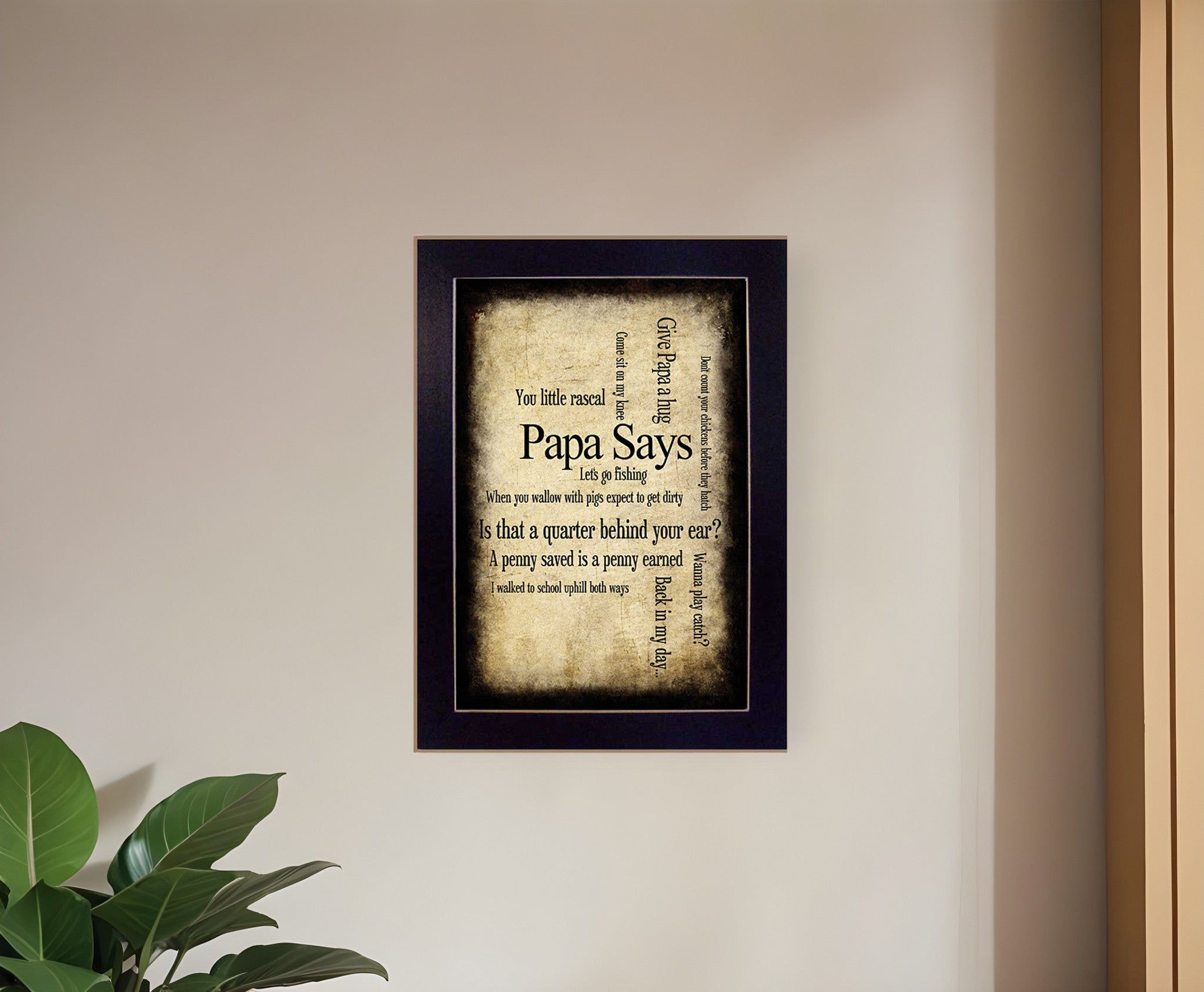 Papa Says Black Framed Print Wall Art