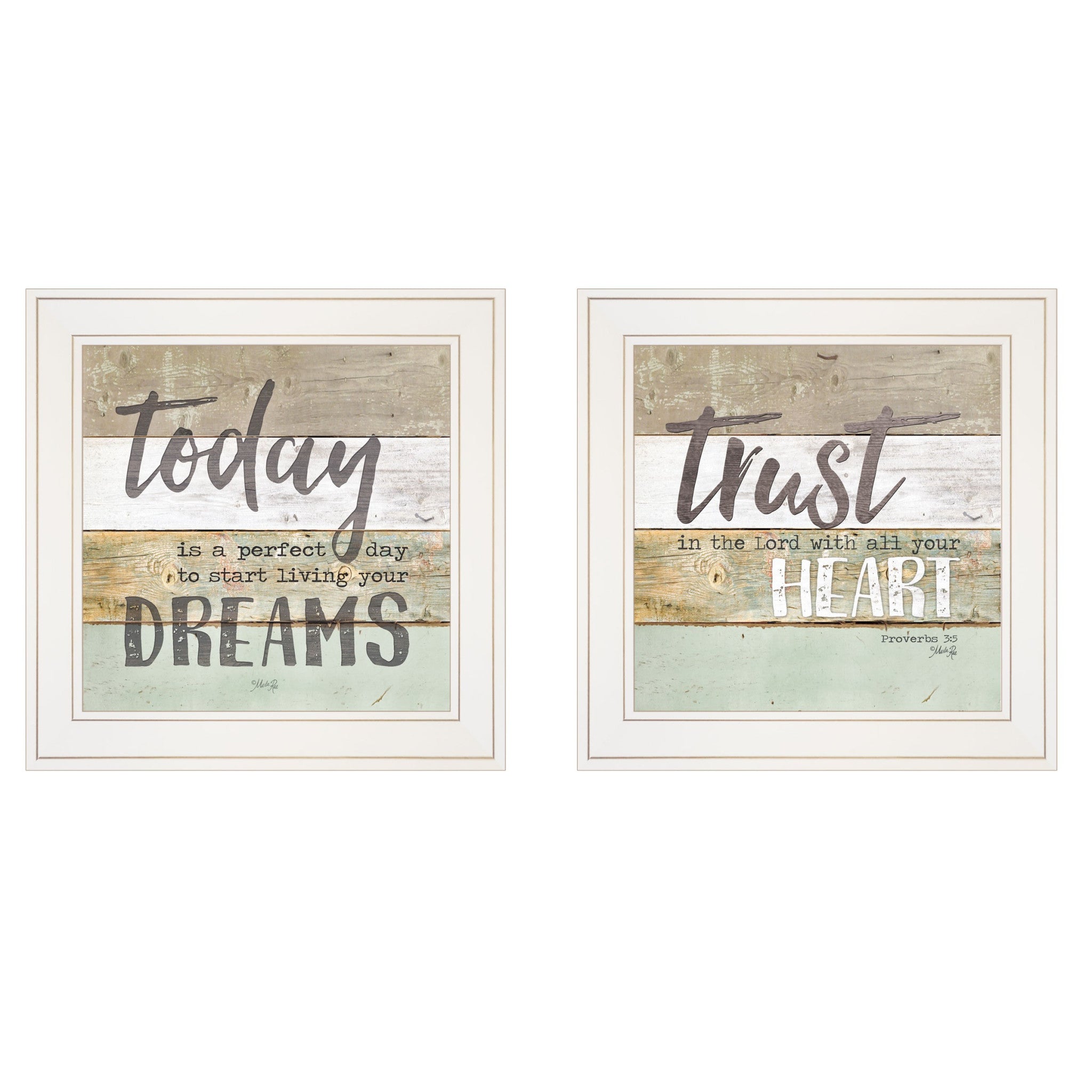 Set Of Two Trusting in the Lord White Framed Print Wall Art