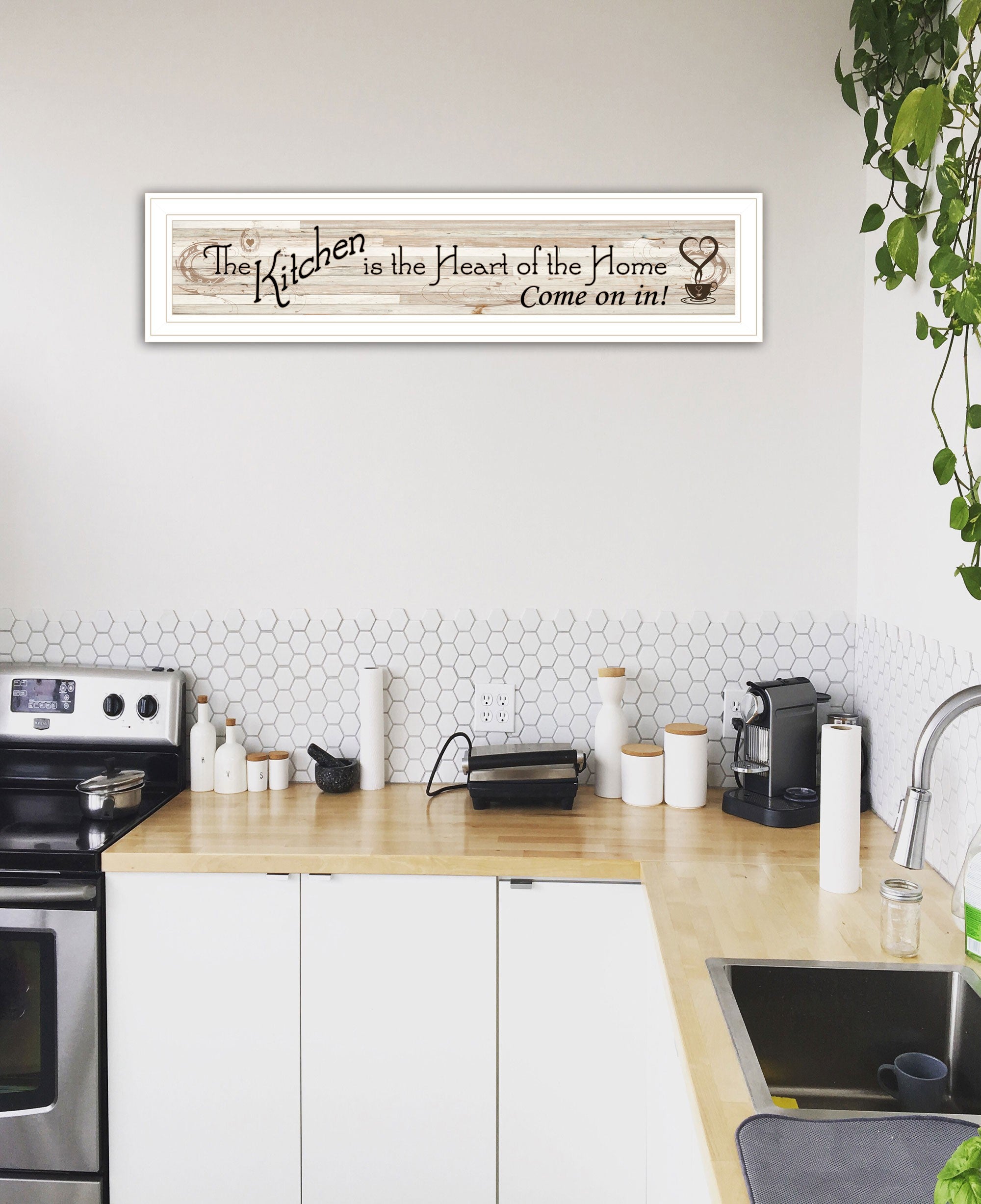 Kitchen Is The Heart of The Home White Framed Print Kitchen Wall Art