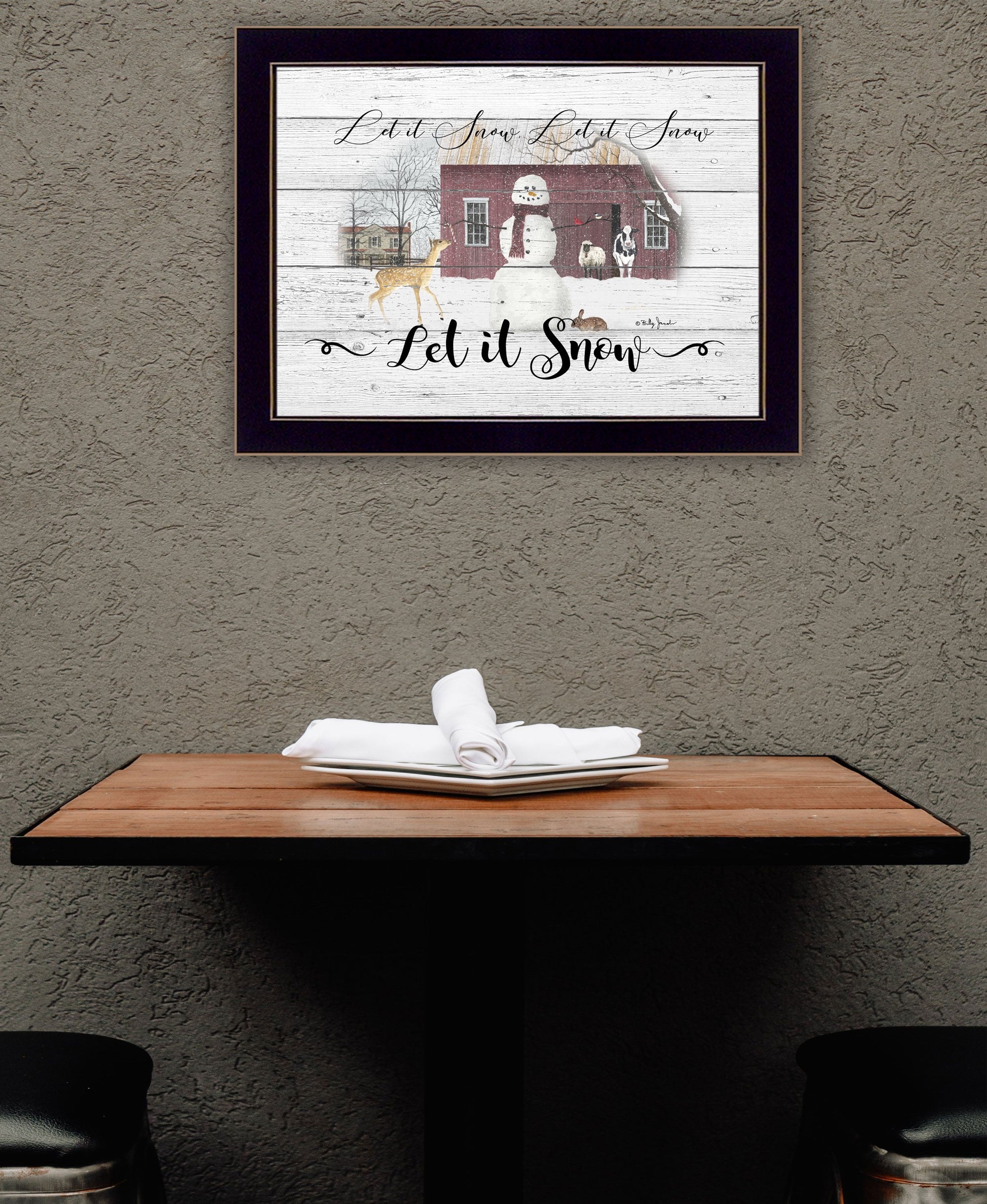 Let It Snow 1 Black Framed Print Wall Art