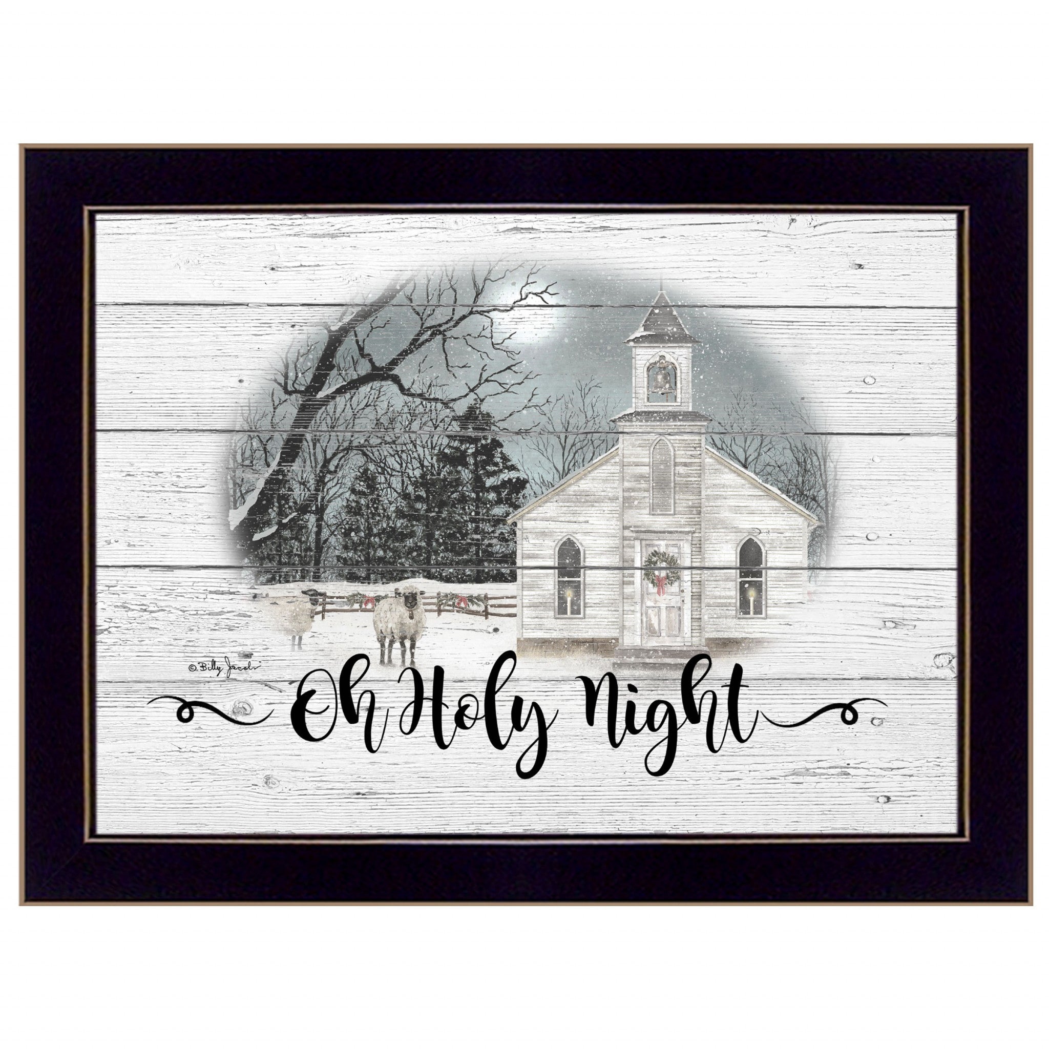 OH HOLY Night 1 Black Framed Print Wall Art