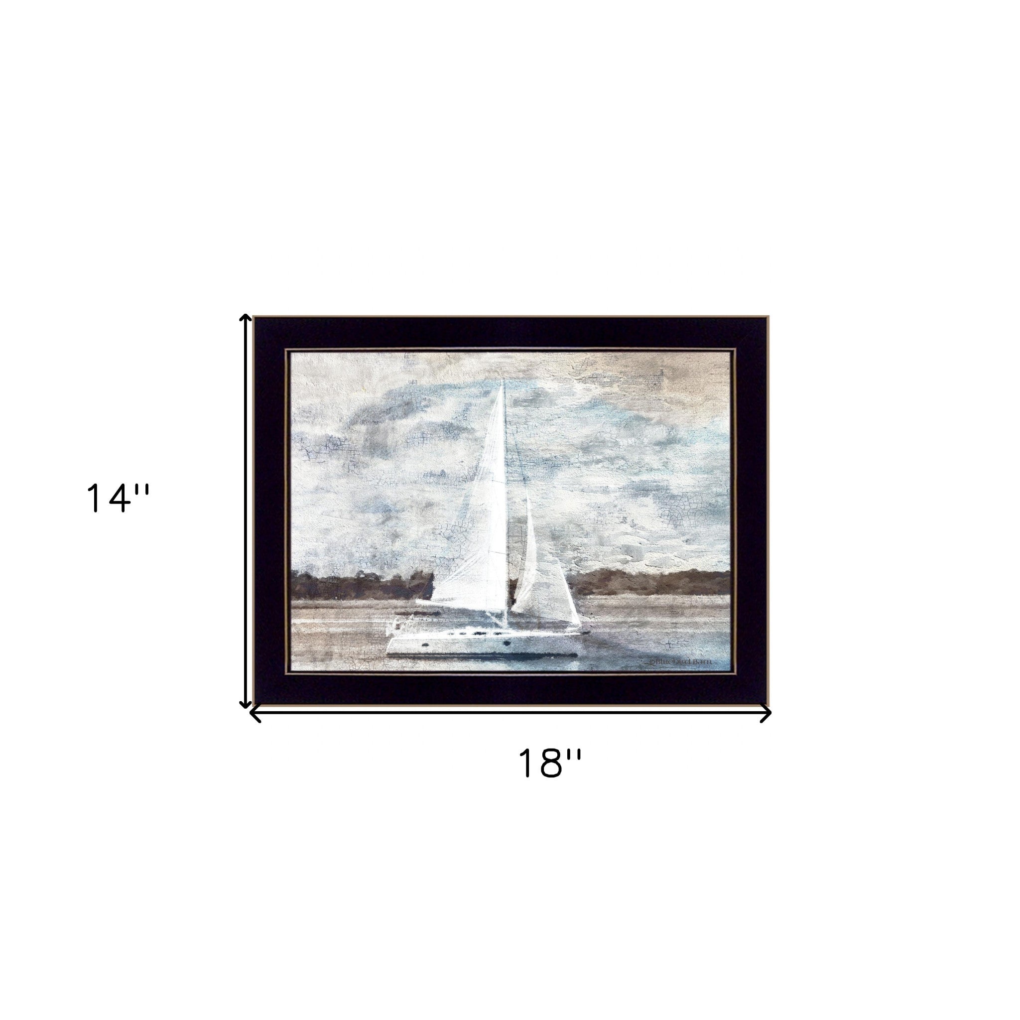 Sailboat on Water 1 Black Framed Print Wall Art