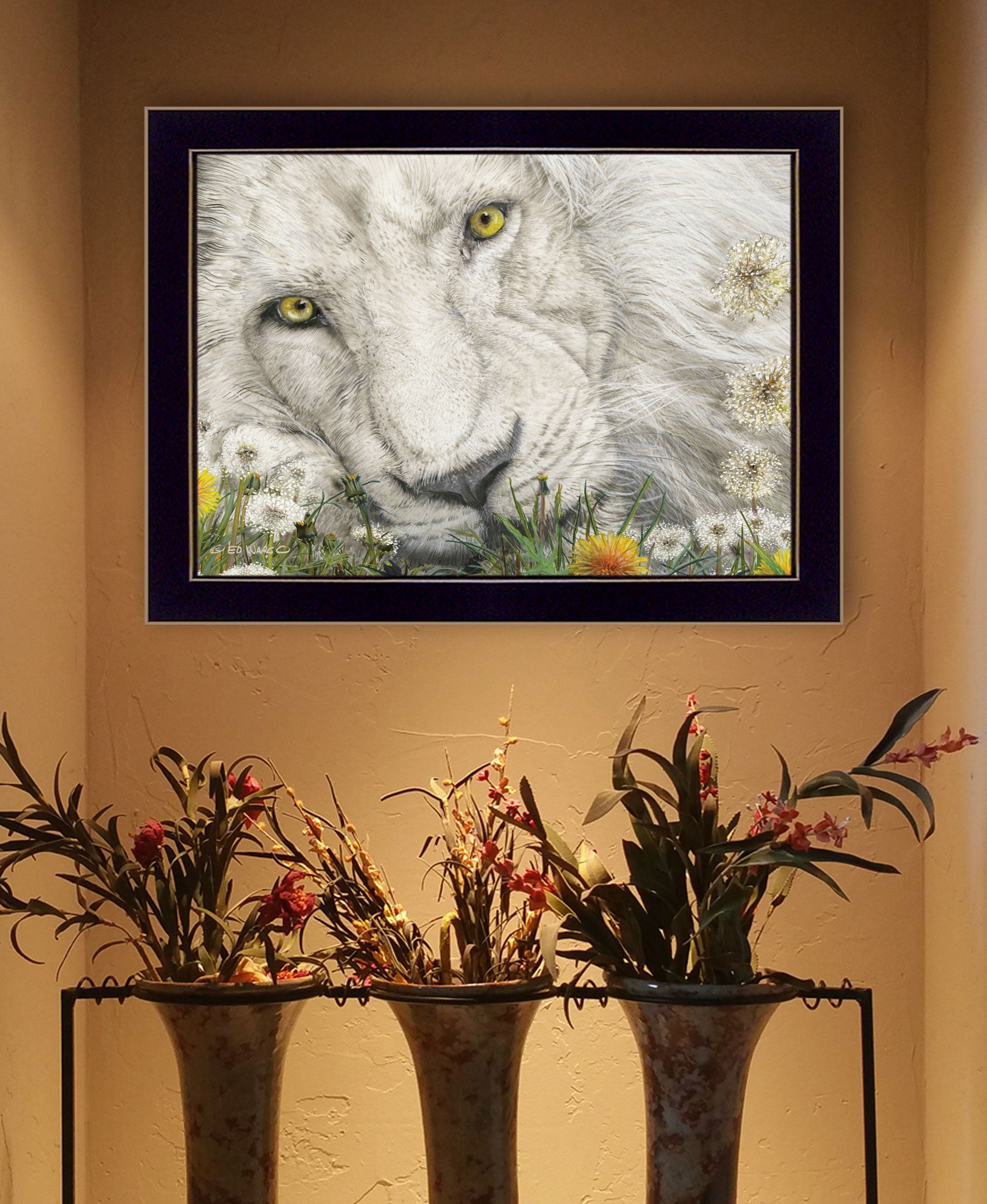 Dandy Lion 1 Black Framed Print Wall Art