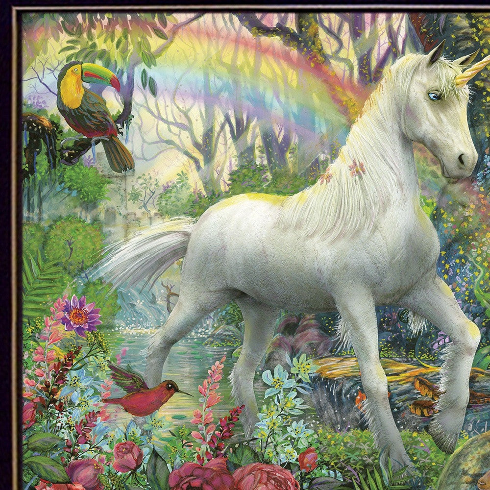 Rainbow Unicorn 1 Black Framed Print Wall Art