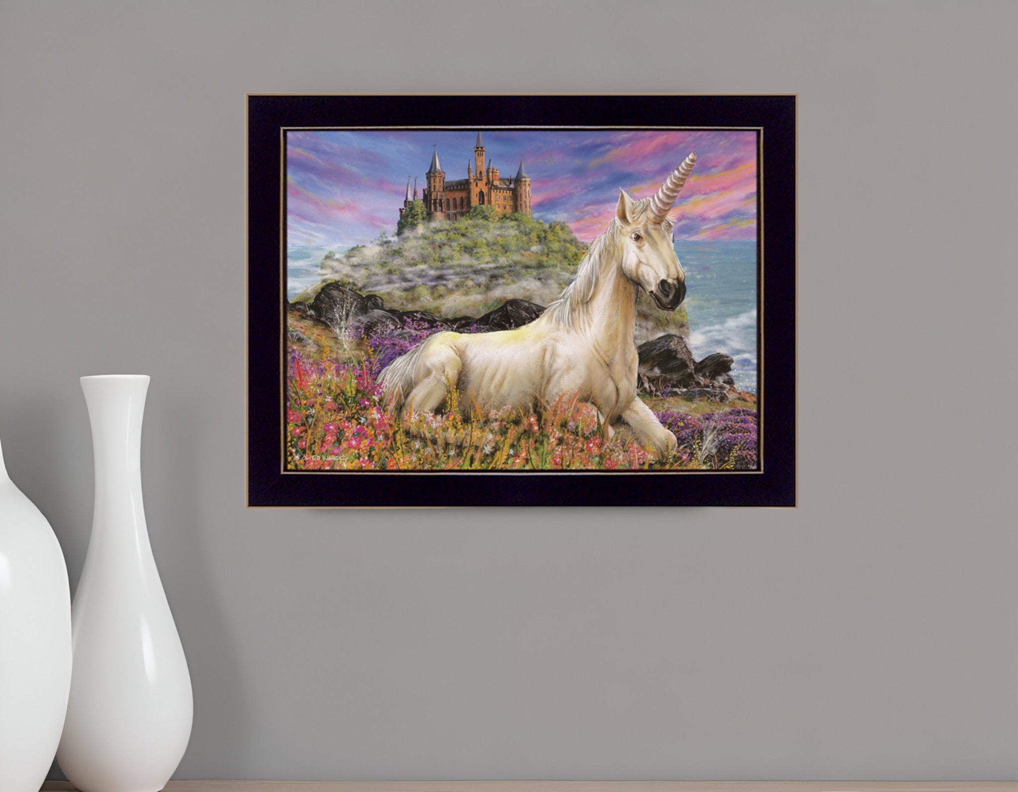 Royal Unicorn 1 Black Framed Print Wall Art