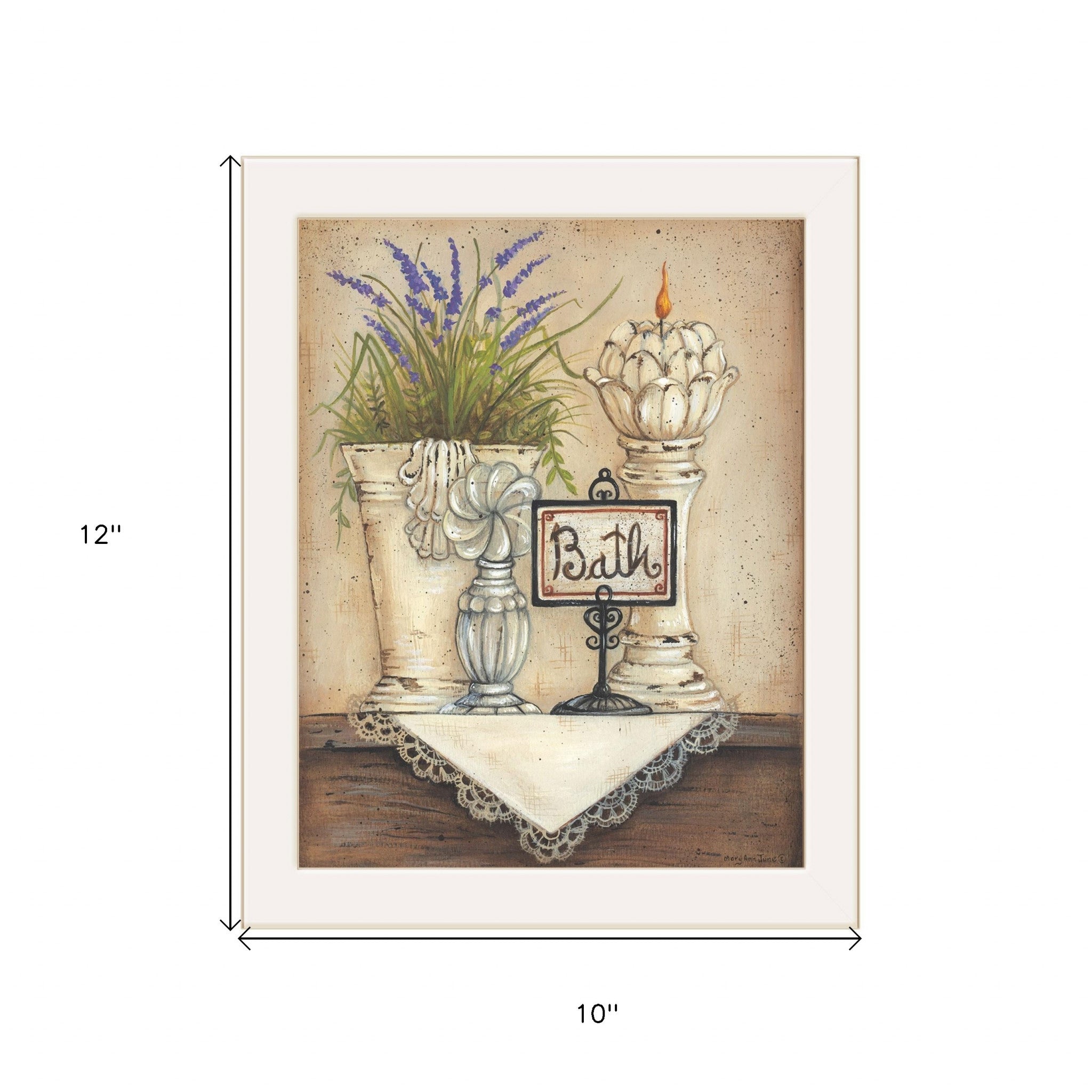 Bath 1 White Framed Print Bathroom Wall Art