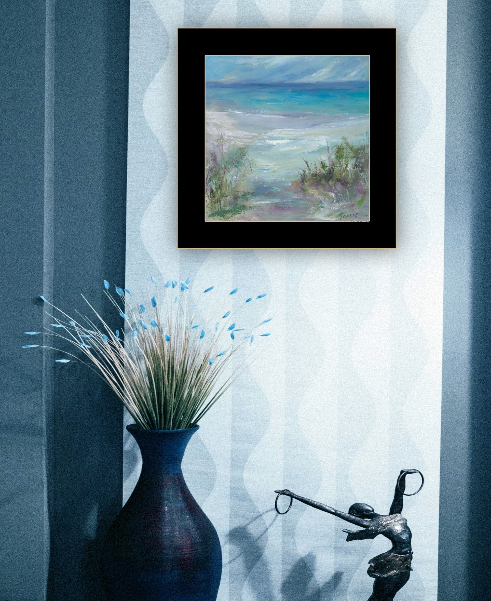 Blue Horizons Ocean View Black Framed Print Wall Art