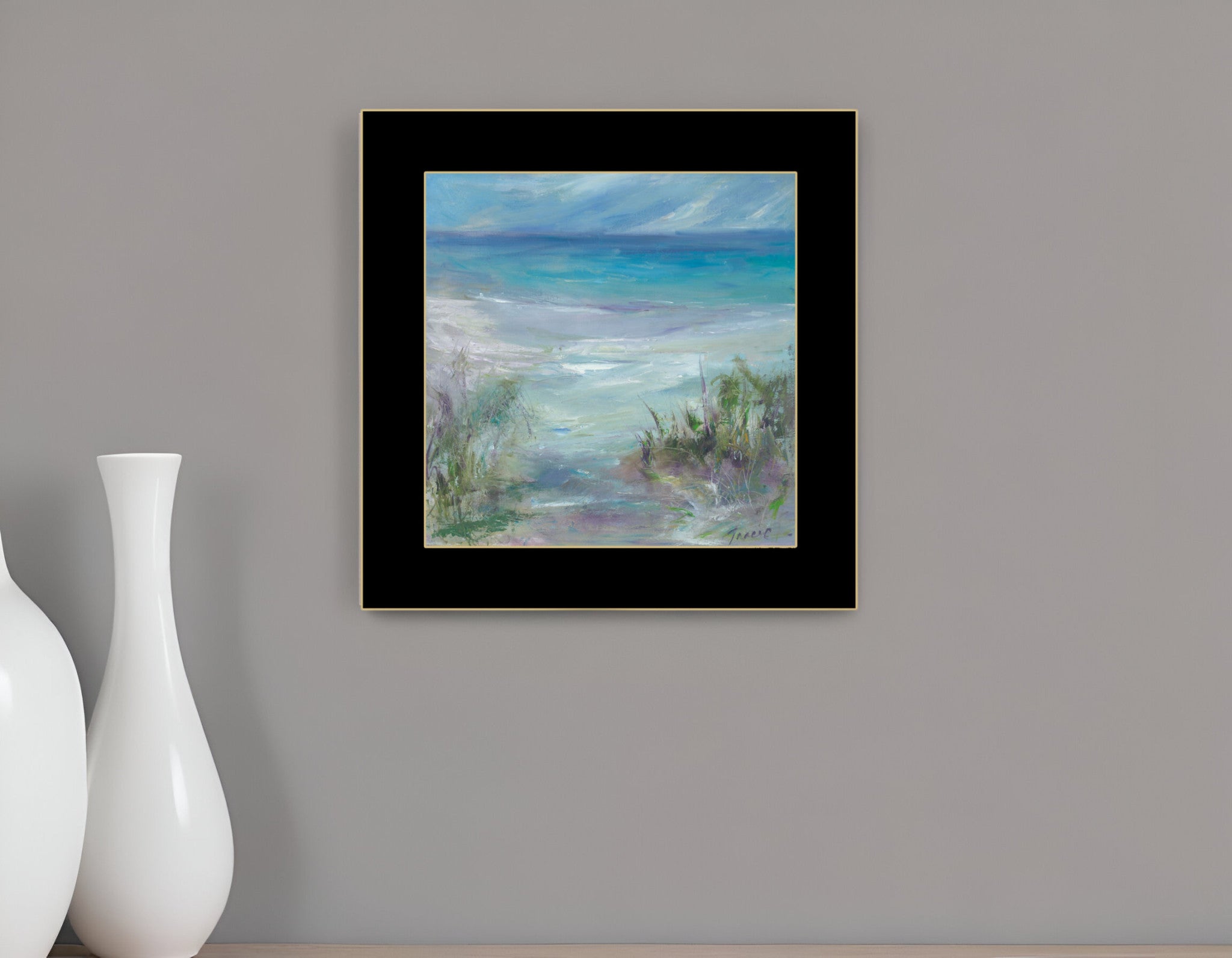 Blue Horizons Ocean View Black Framed Print Wall Art