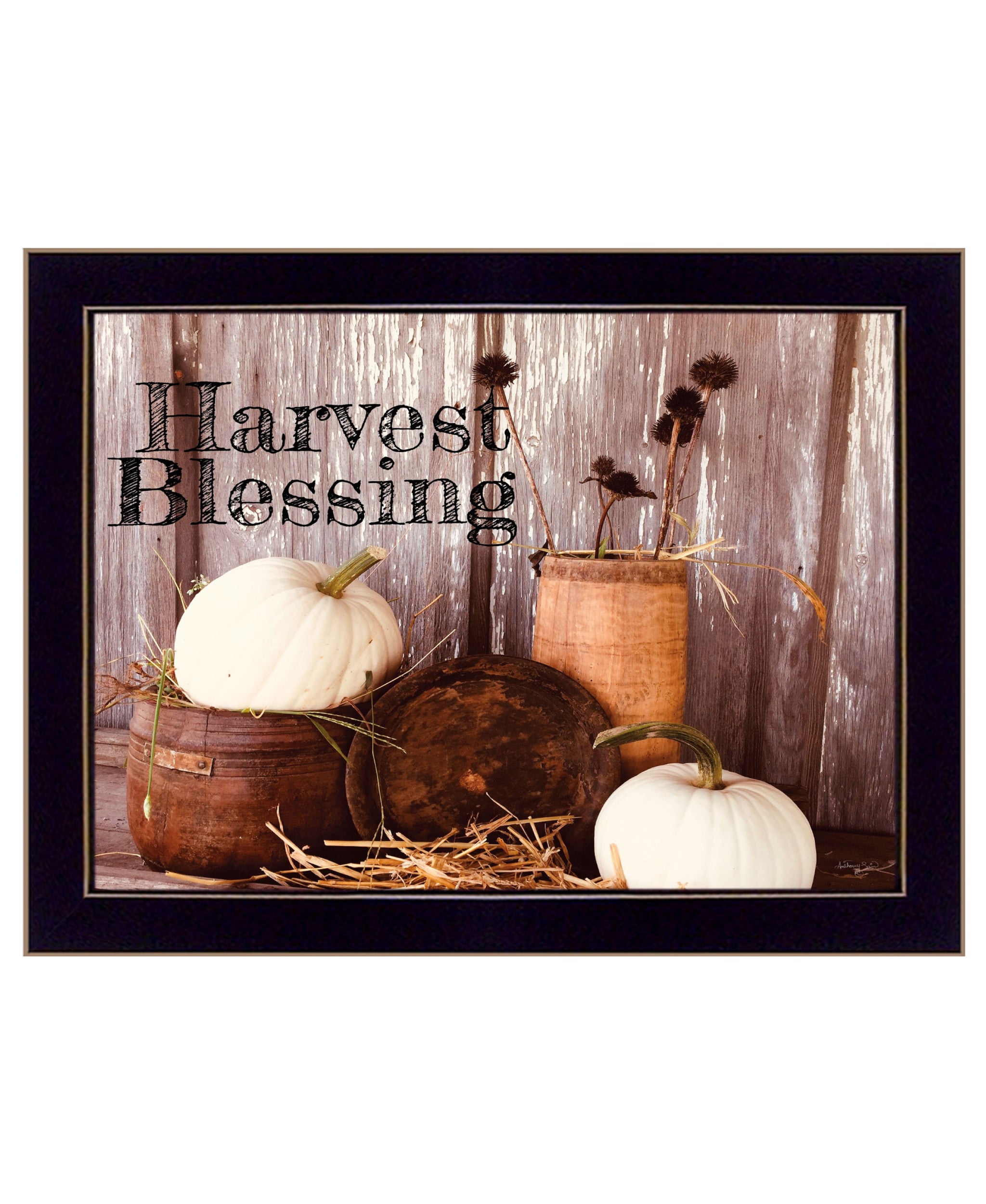 Harvest Blessings 3 Black Framed Print Kitchen Wall Art