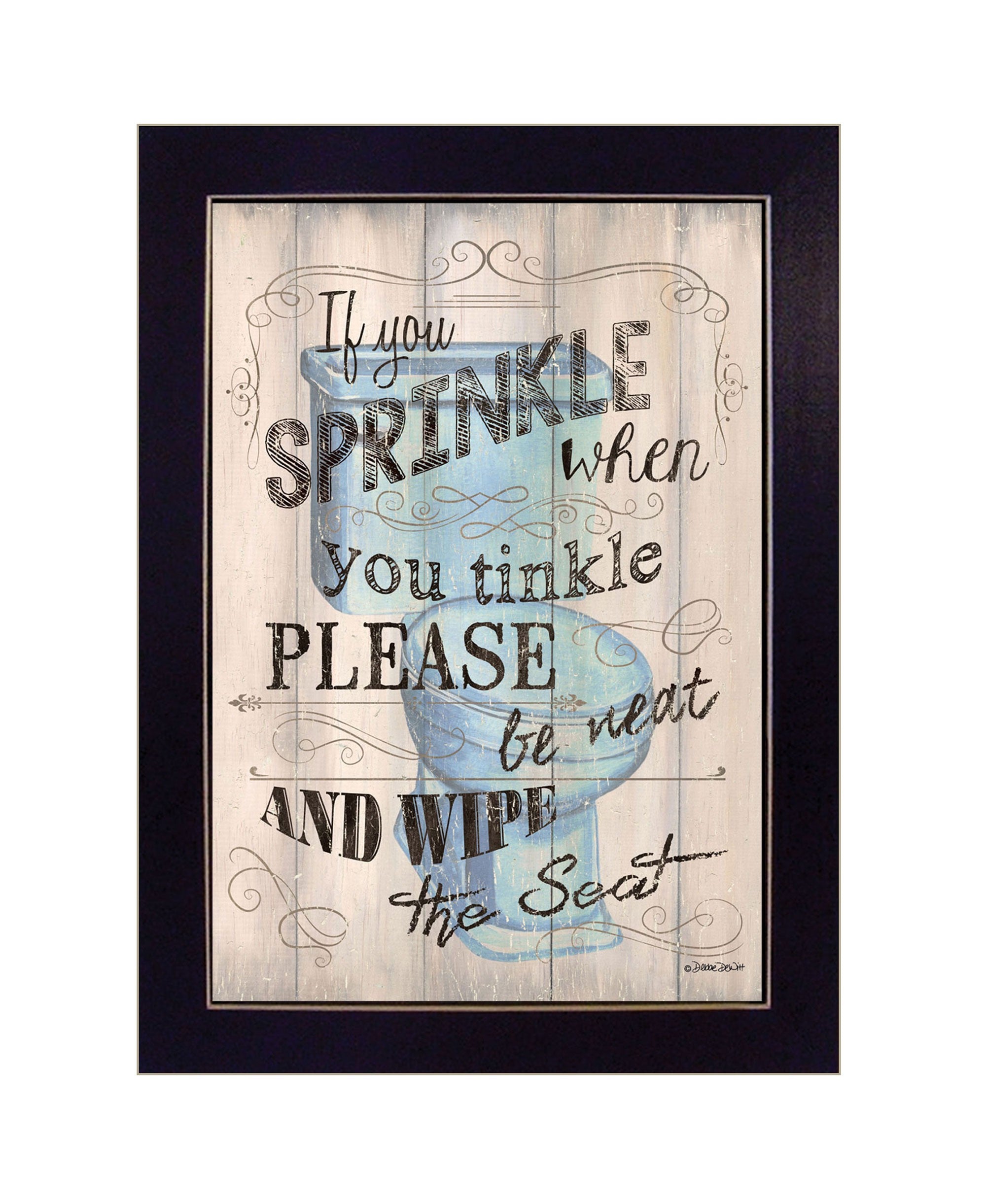 If You Sprinkle When You Tinkle Black Framed Print Bathroom Wall Art