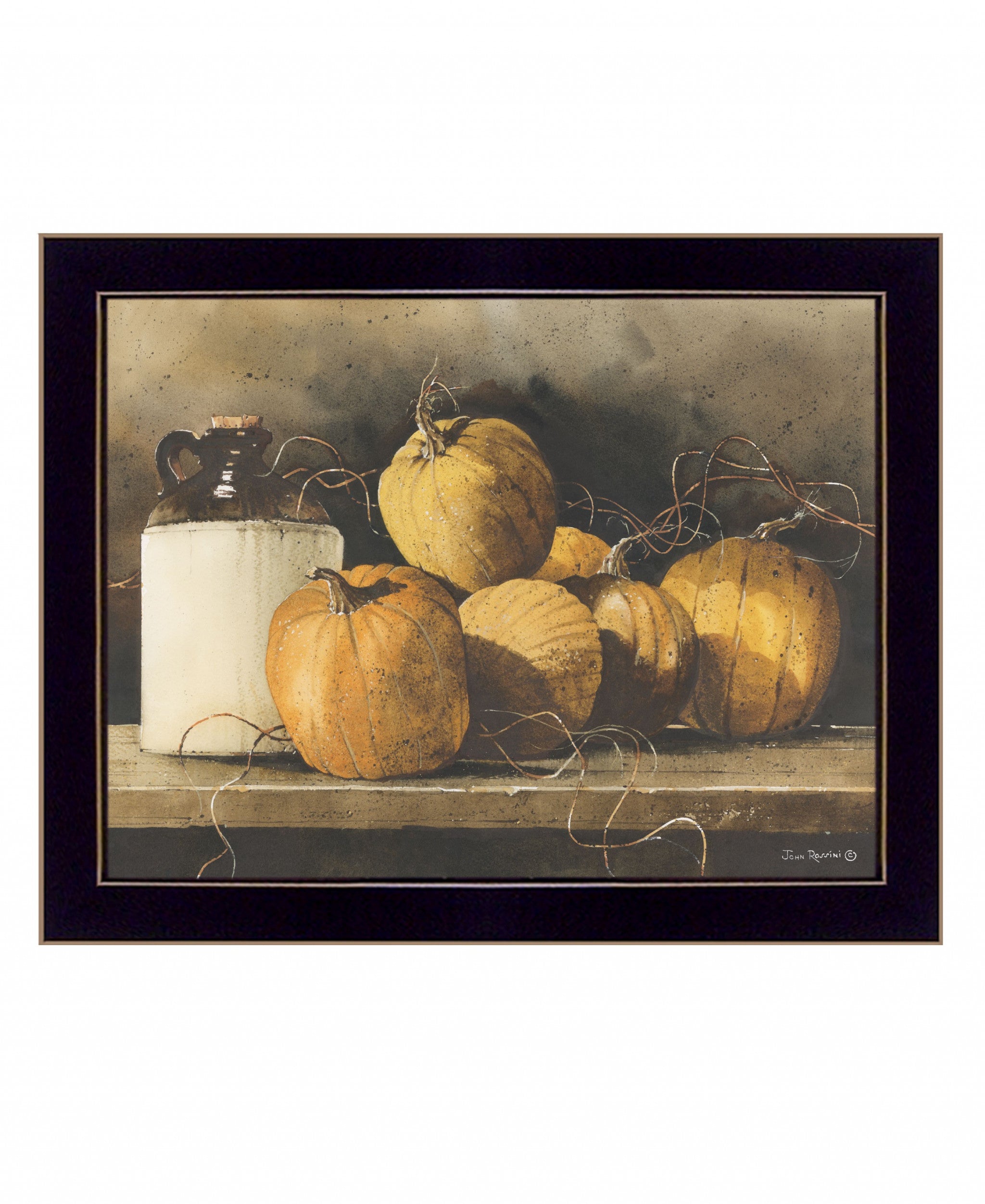 Jugs and Pumpkins 2 Black Framed Print Wall Art