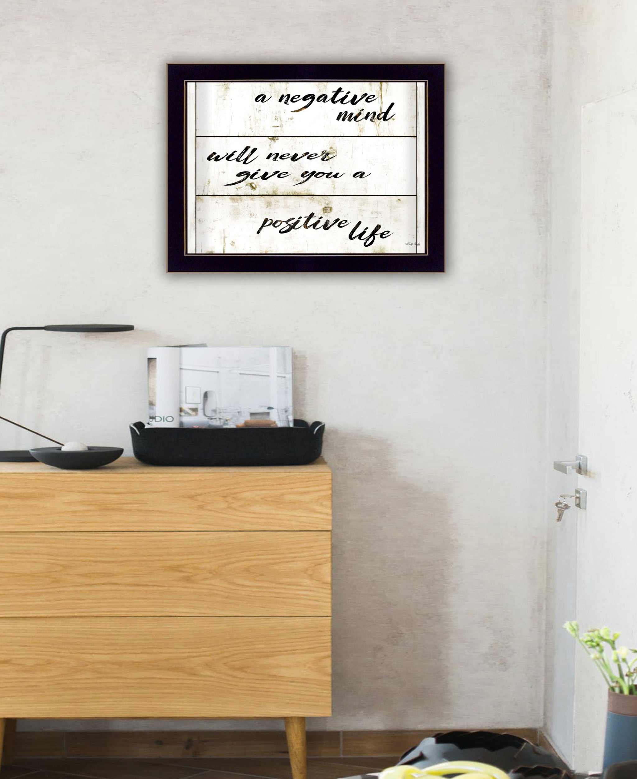 Positive Life Black Framed Print Wall Art