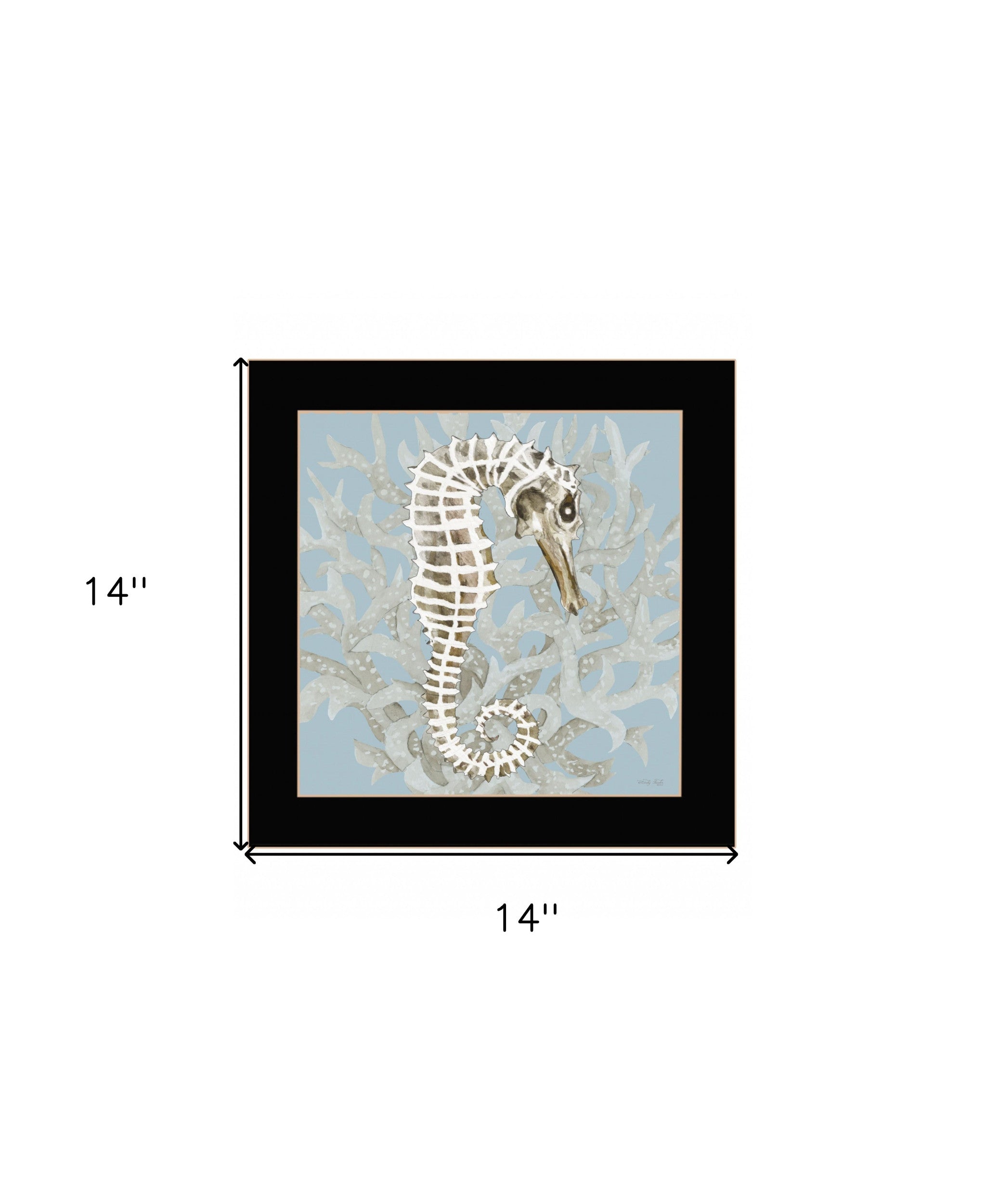 Coral Seahorse I 1 Black Framed Print Wall Art