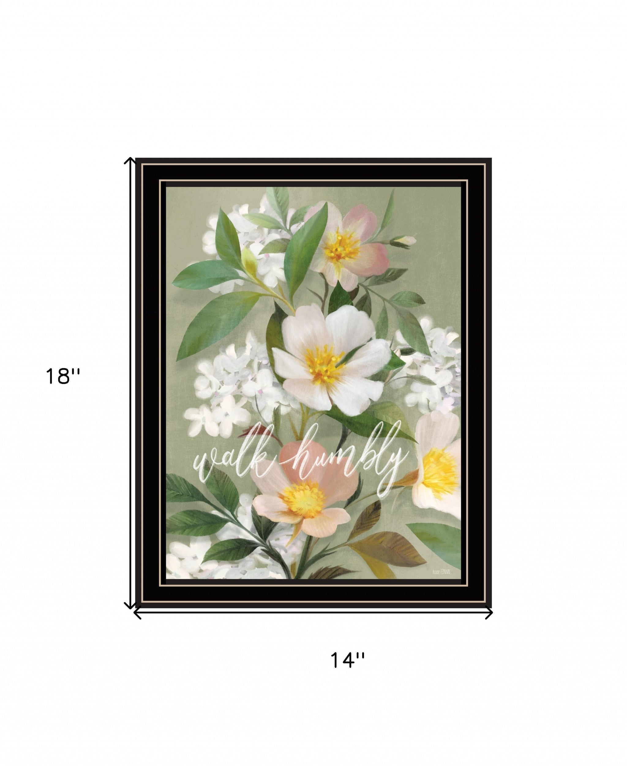 Walk Humbly Floral 1 Black Framed Print Wall Art