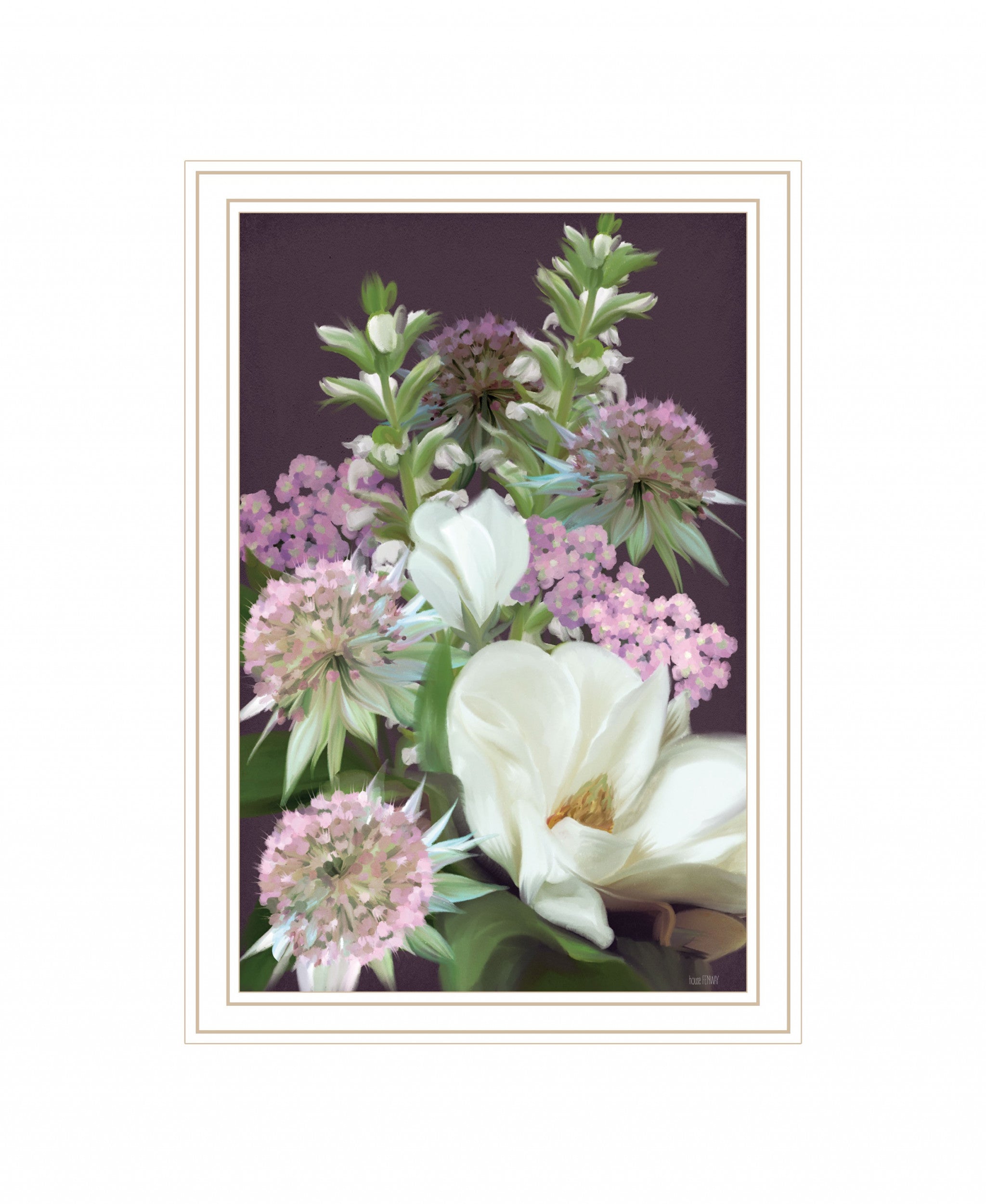 Wild For Plum Bouquet 1 White Framed Print Wall Art