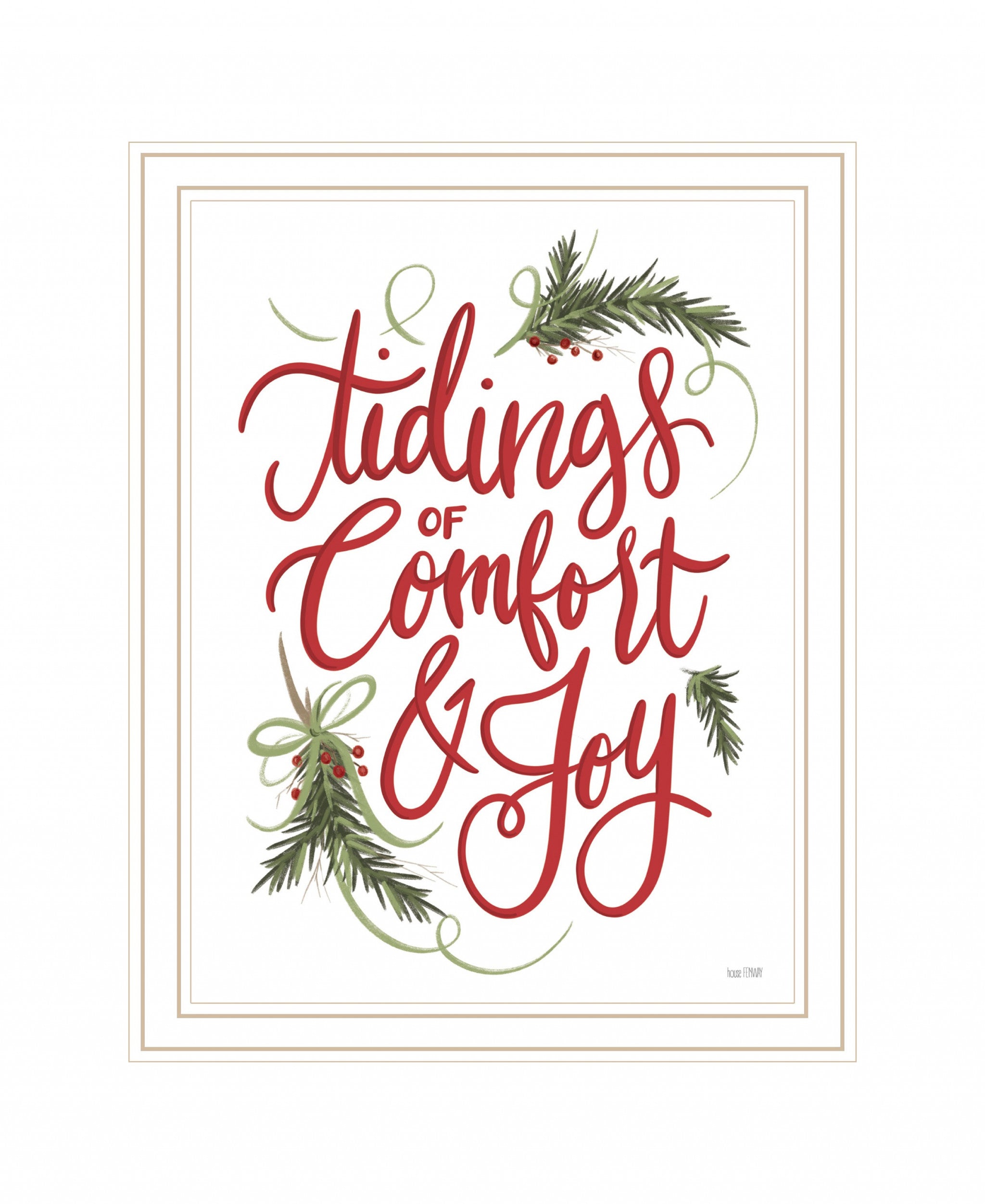 Tidings of Comfort and Joy 1 White Framed Print Wall Art