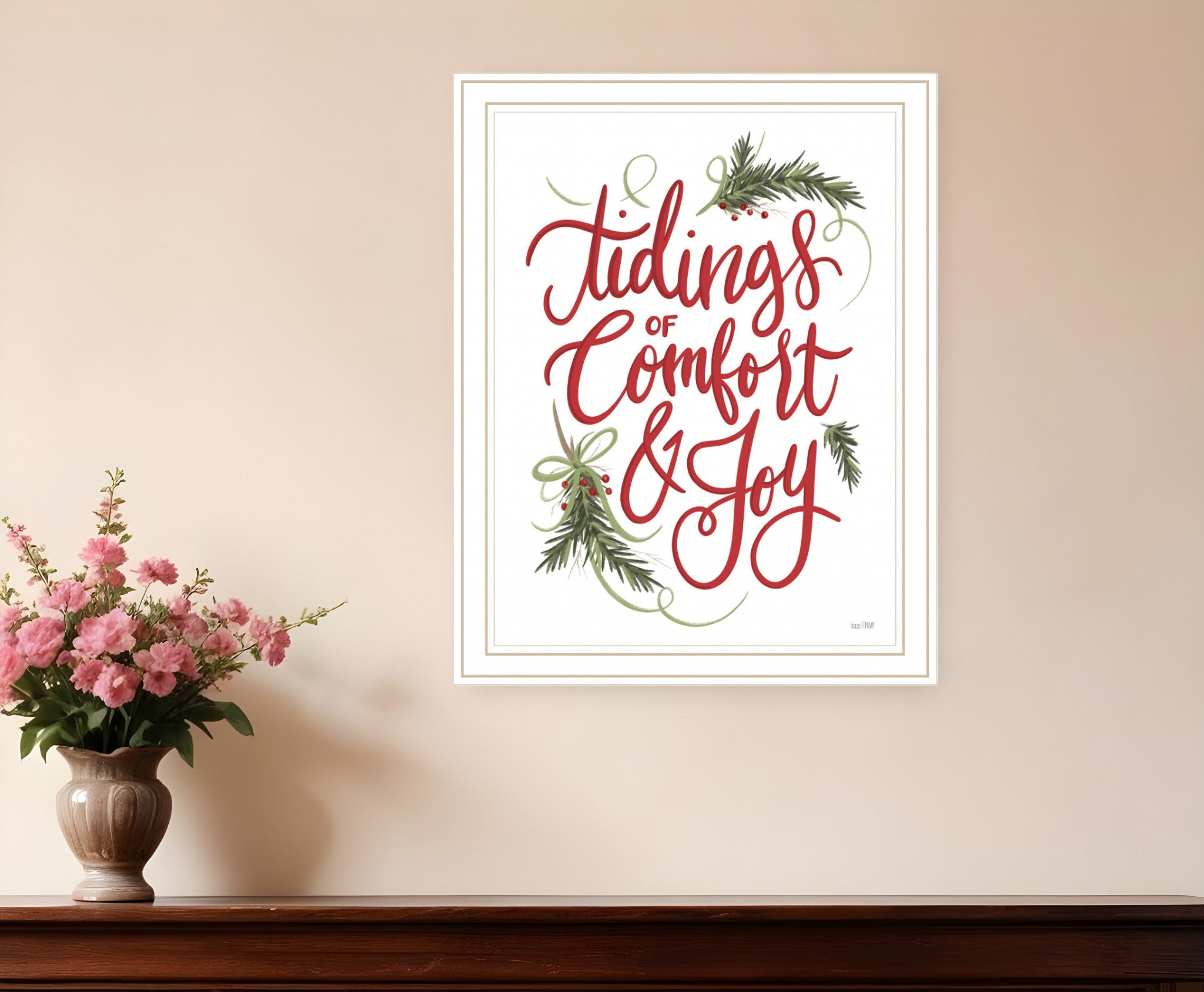 Tidings of Comfort and Joy 1 White Framed Print Wall Art